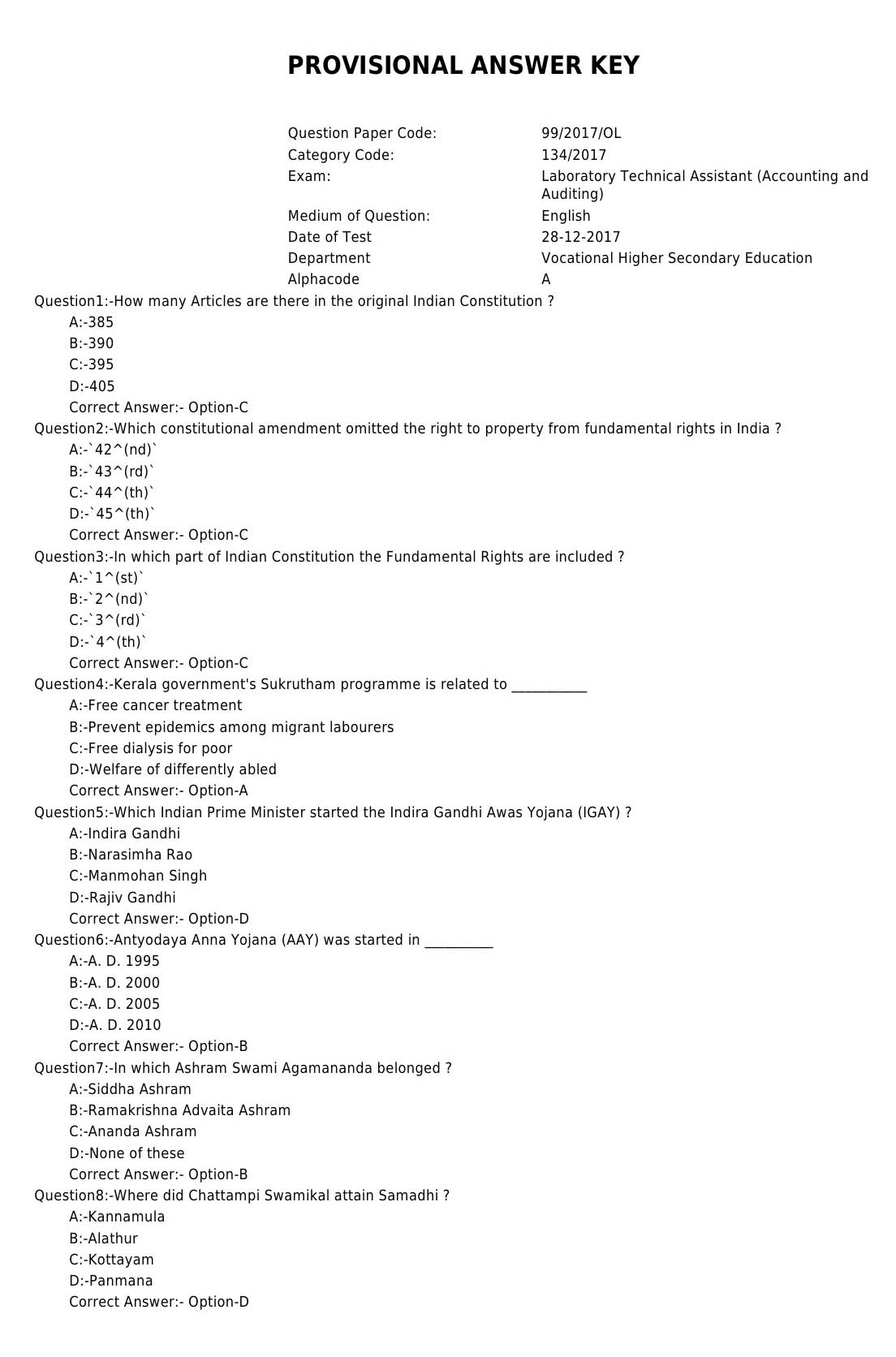 Laboratory Technical Assistant Accountancy and Auditing Exam 2017 1