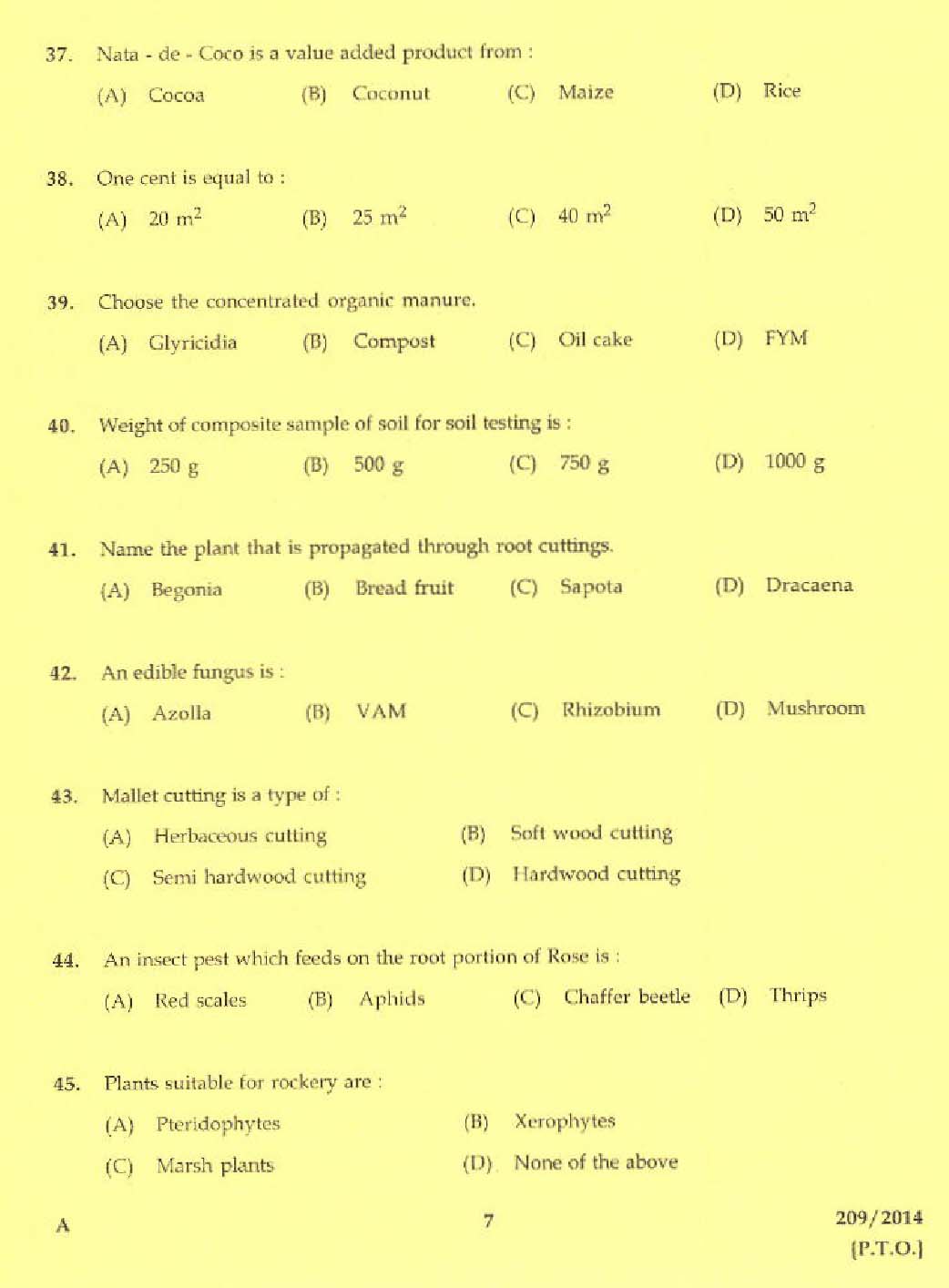 Laboratory Technical Assistant Agriculture Nursery Management Exam 2014 5