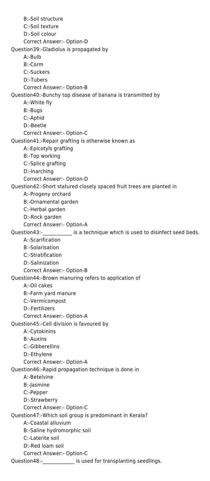 Laboratory Technical Assistant Agriculture Nursery Management Exam 2018 5