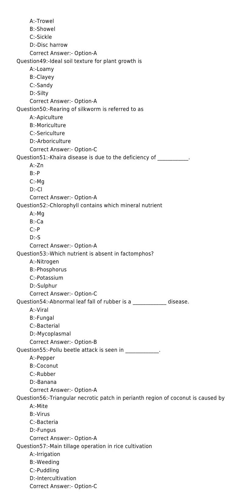 Laboratory Technical Assistant Agriculture Nursery Management Exam 2018 6