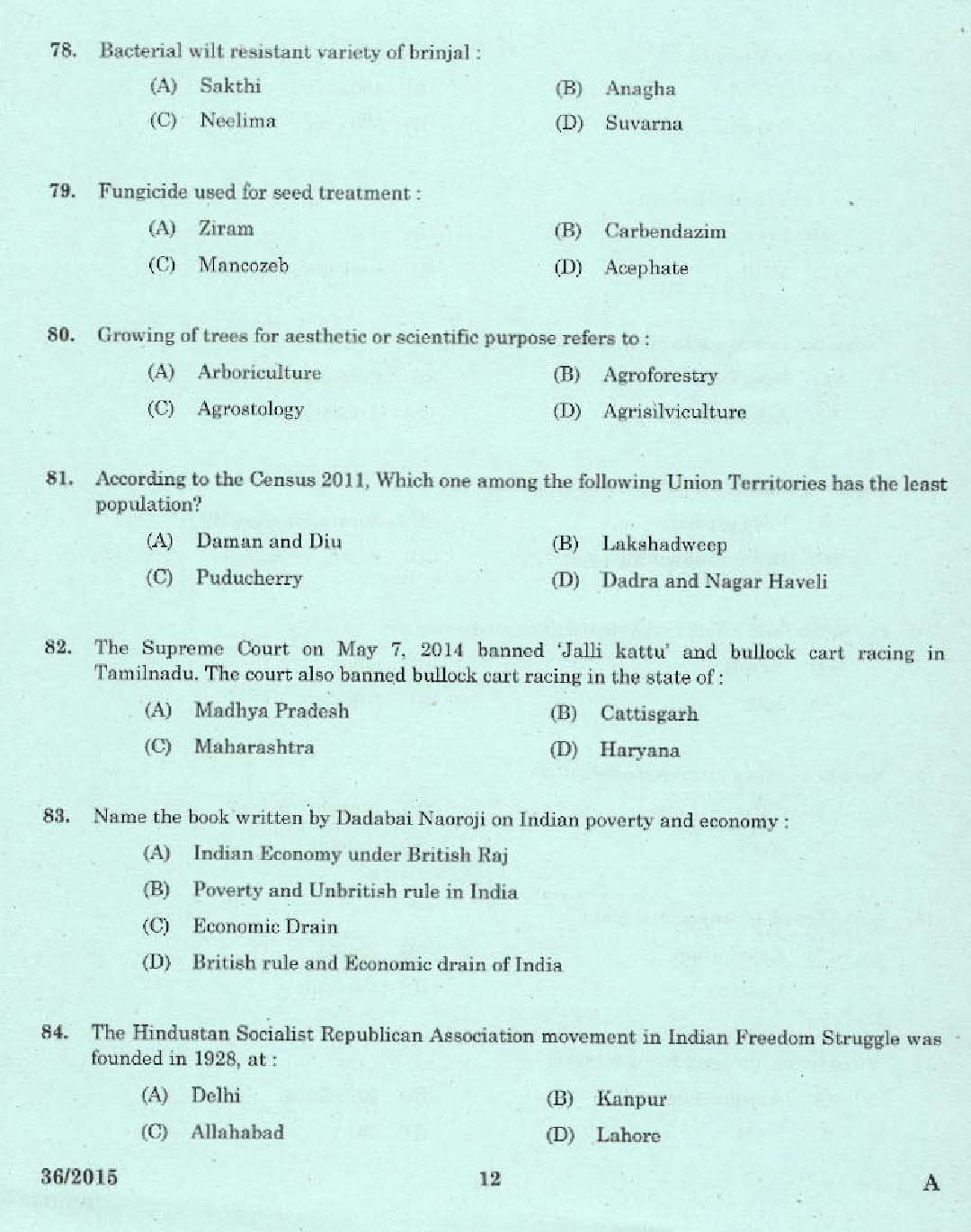 Laboratory Technical Assistant Agriculture Plant Protection Exam 2015 10