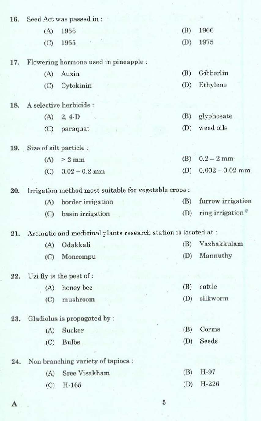 Laboratory Technical Assistant Agriculture Plant Protection Exam 2015 3