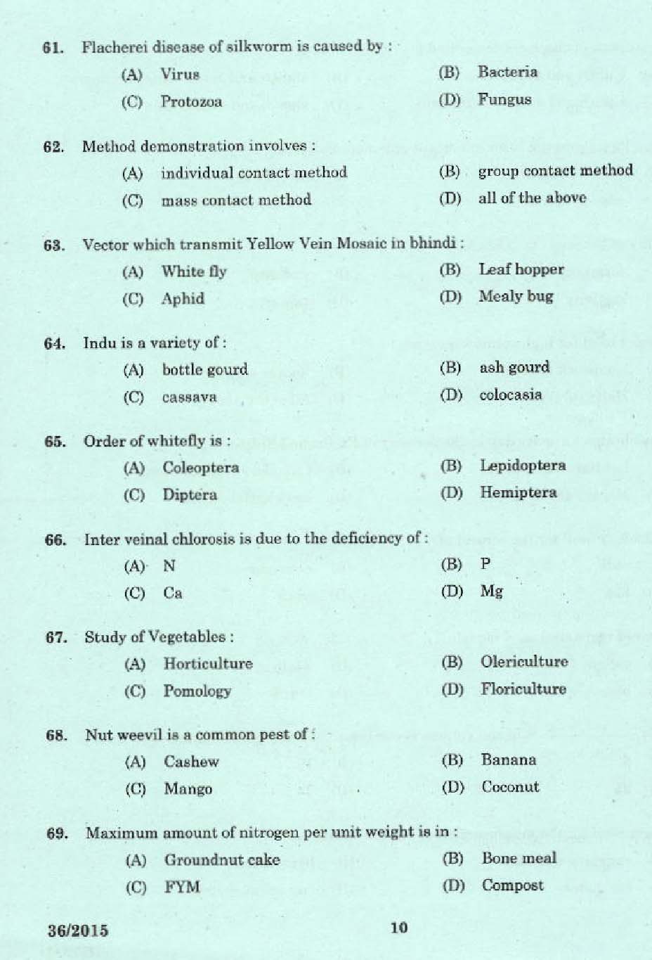 Laboratory Technical Assistant Agriculture Plant Protection Exam 2015 8