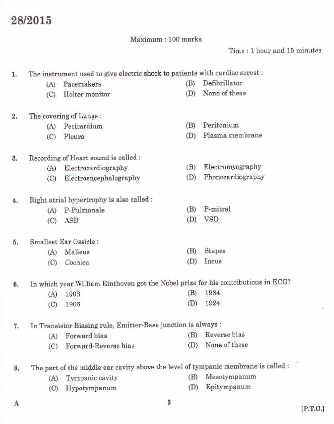 Laboratory Technical Assistant ECG and Audiometric Technician Exam 2015 1