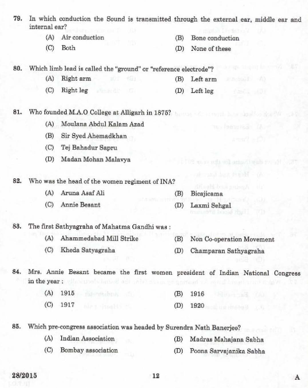 Laboratory Technical Assistant ECG and Audiometric Technician Exam 2015 10