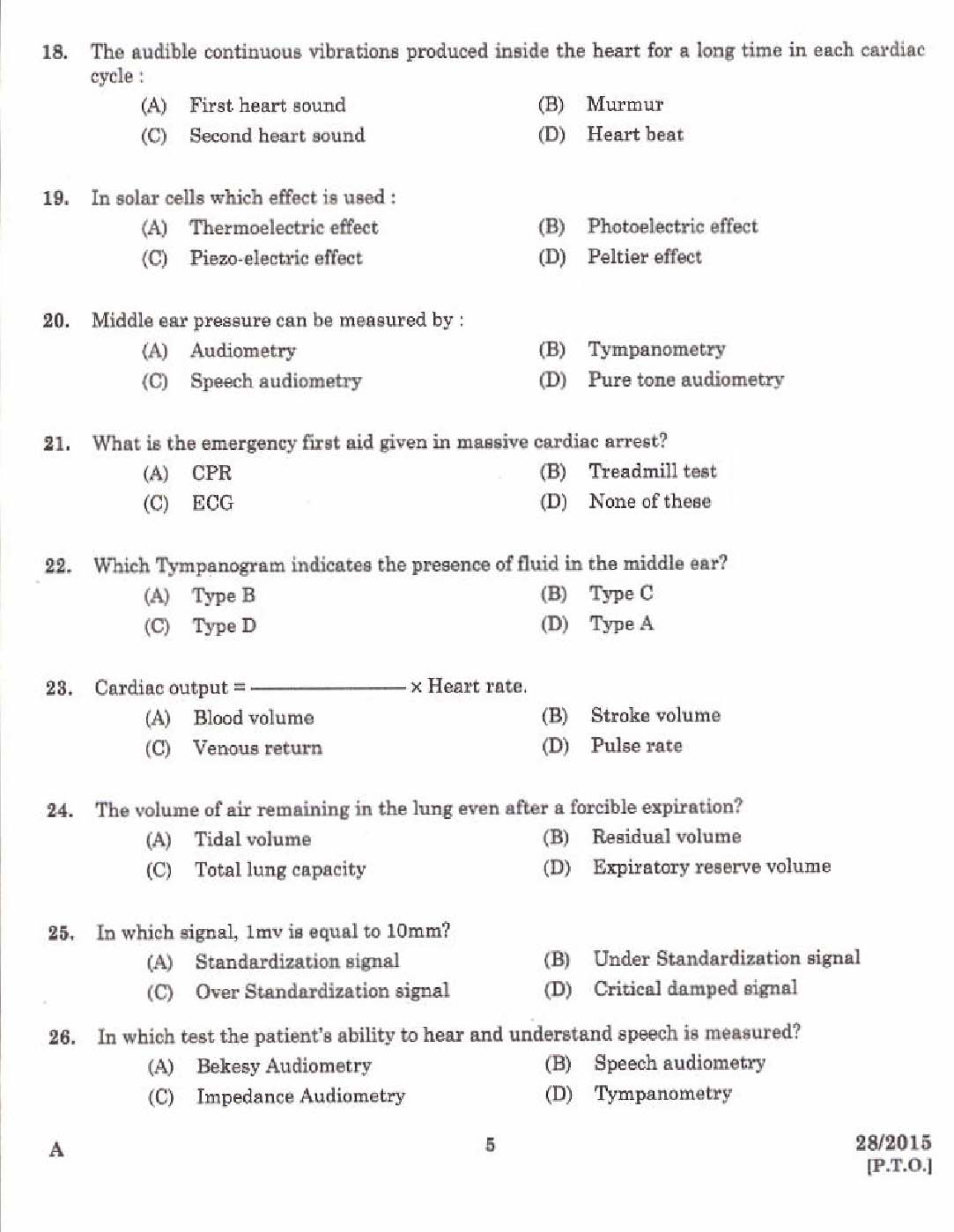 Laboratory Technical Assistant ECG and Audiometric Technician Exam 2015 3