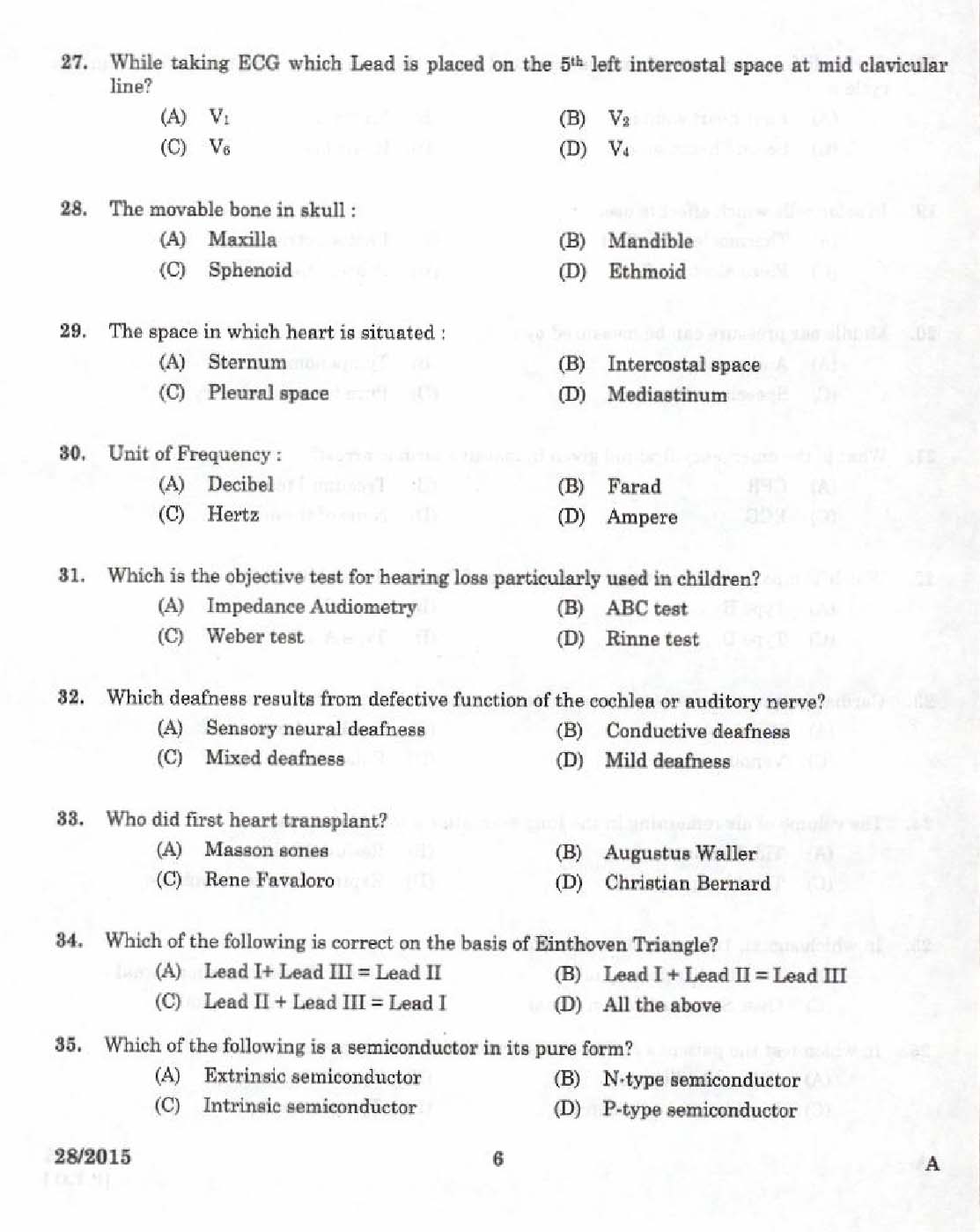 Laboratory Technical Assistant ECG and Audiometric Technician Exam 2015 4