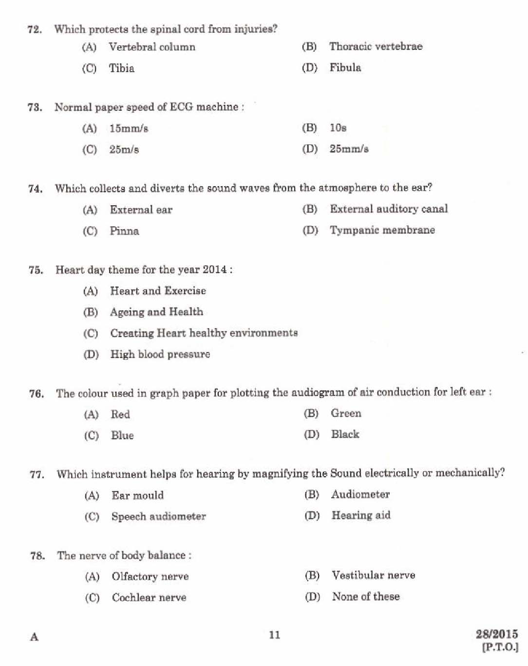 Laboratory Technical Assistant ECG and Audiometric Technician Exam 2015 9