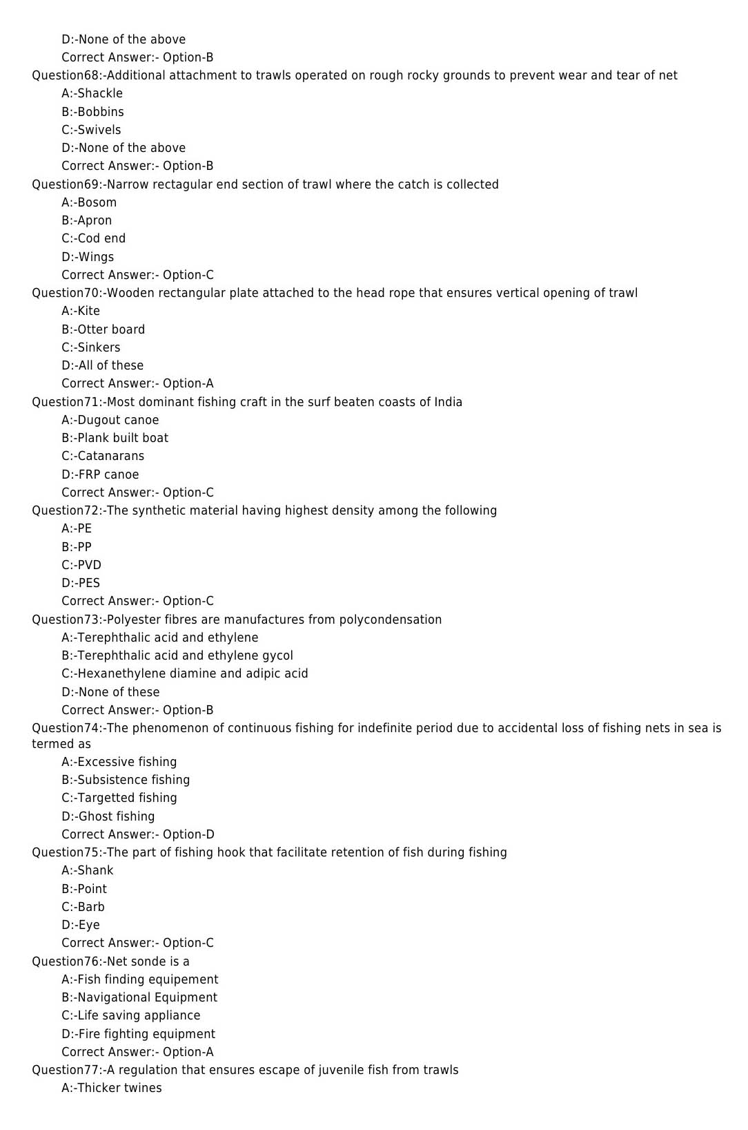 Laboratory Technical Assistant Fisheries Fishing Craft and Gear Technology Exam 2017 8