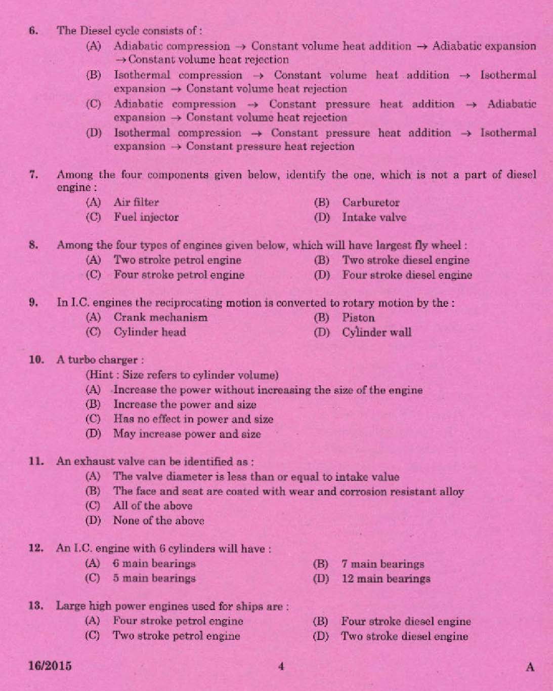 Laboratory Technical Assistant Maintenance and Operation of Marine Engines 2015 2