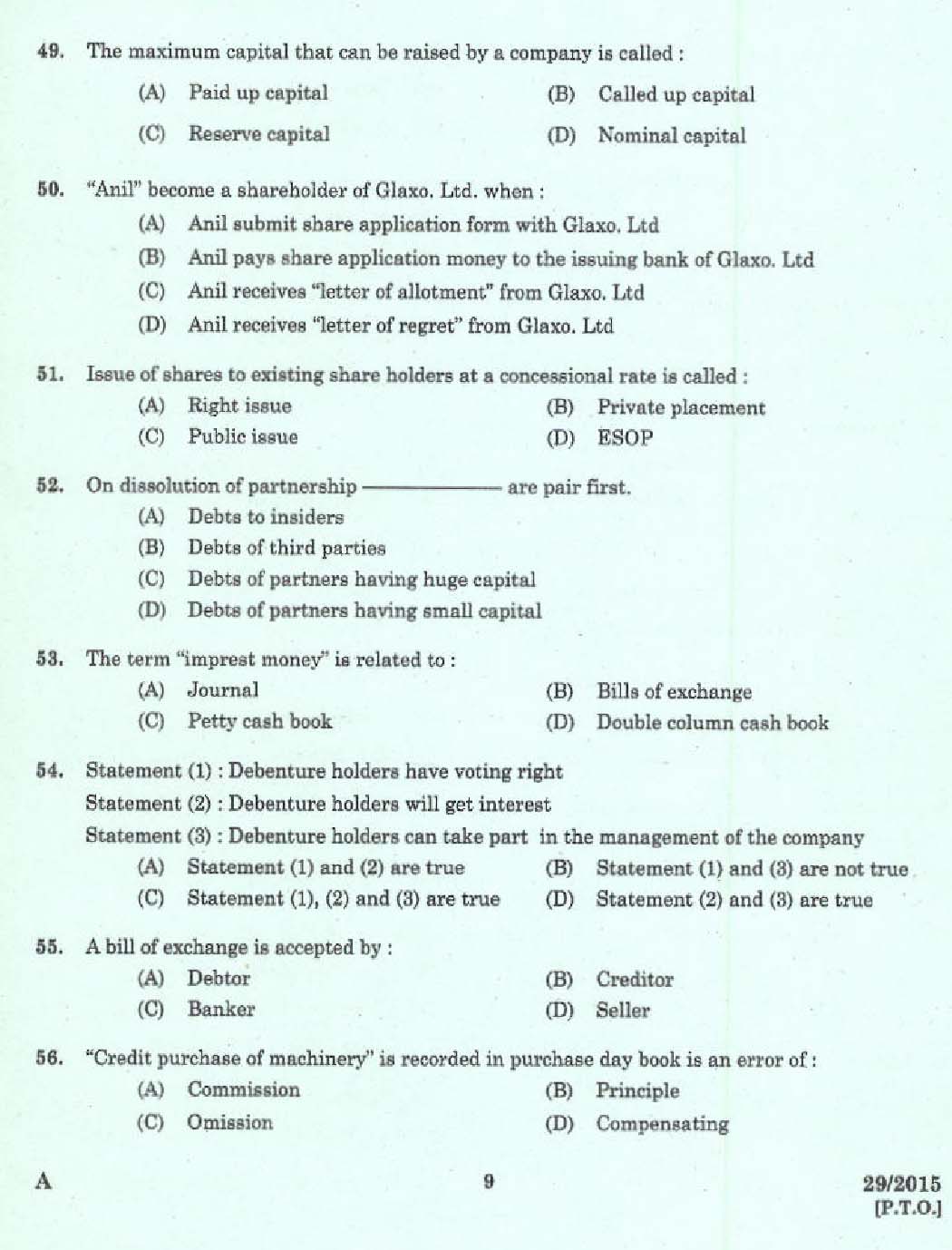 Laboratory Technical Assistant Marketing and Salesmanship Exam 2015 7