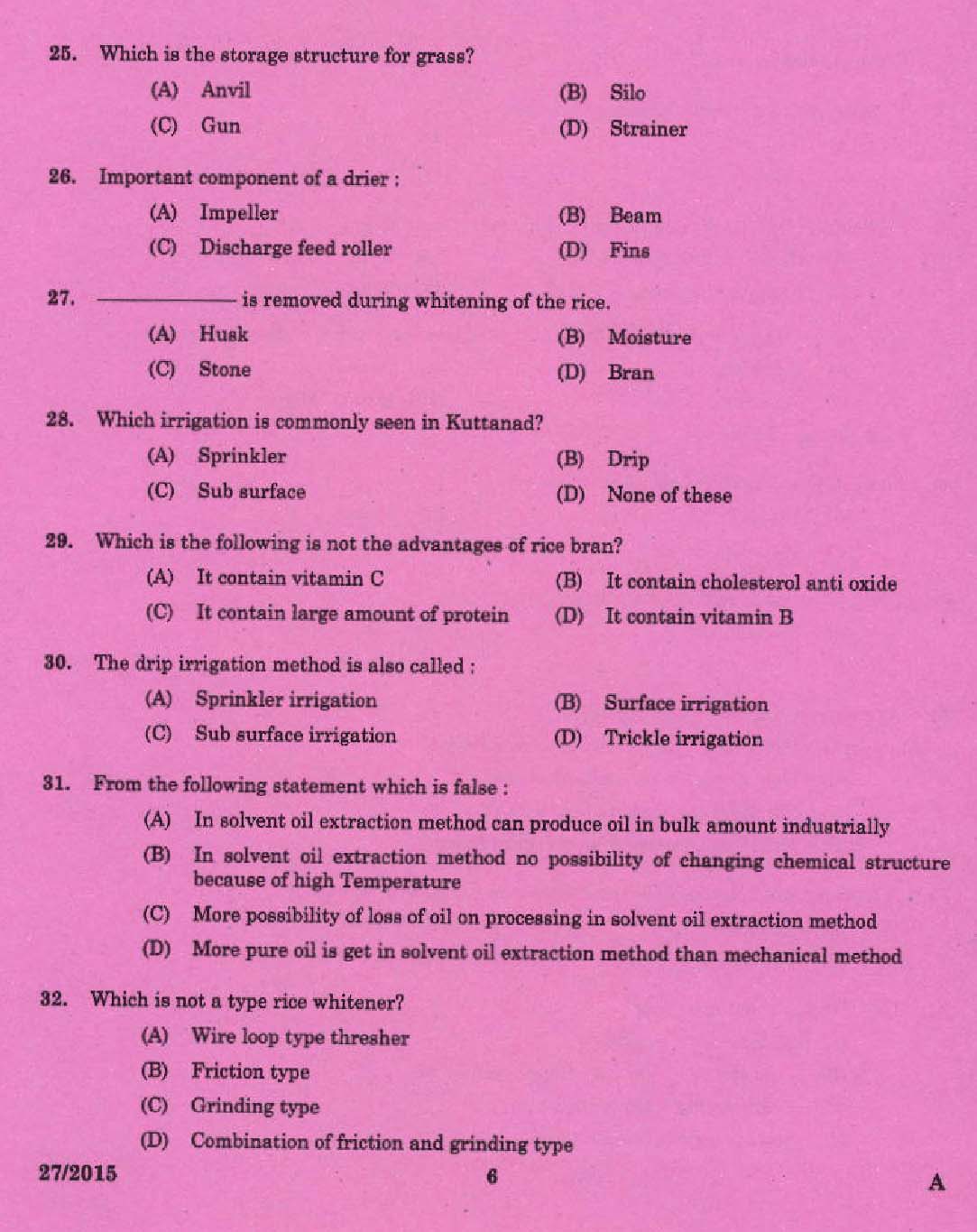 Laboratory Technical Assistant Mechanical Servicing Agro Machinery Exam 2015 4