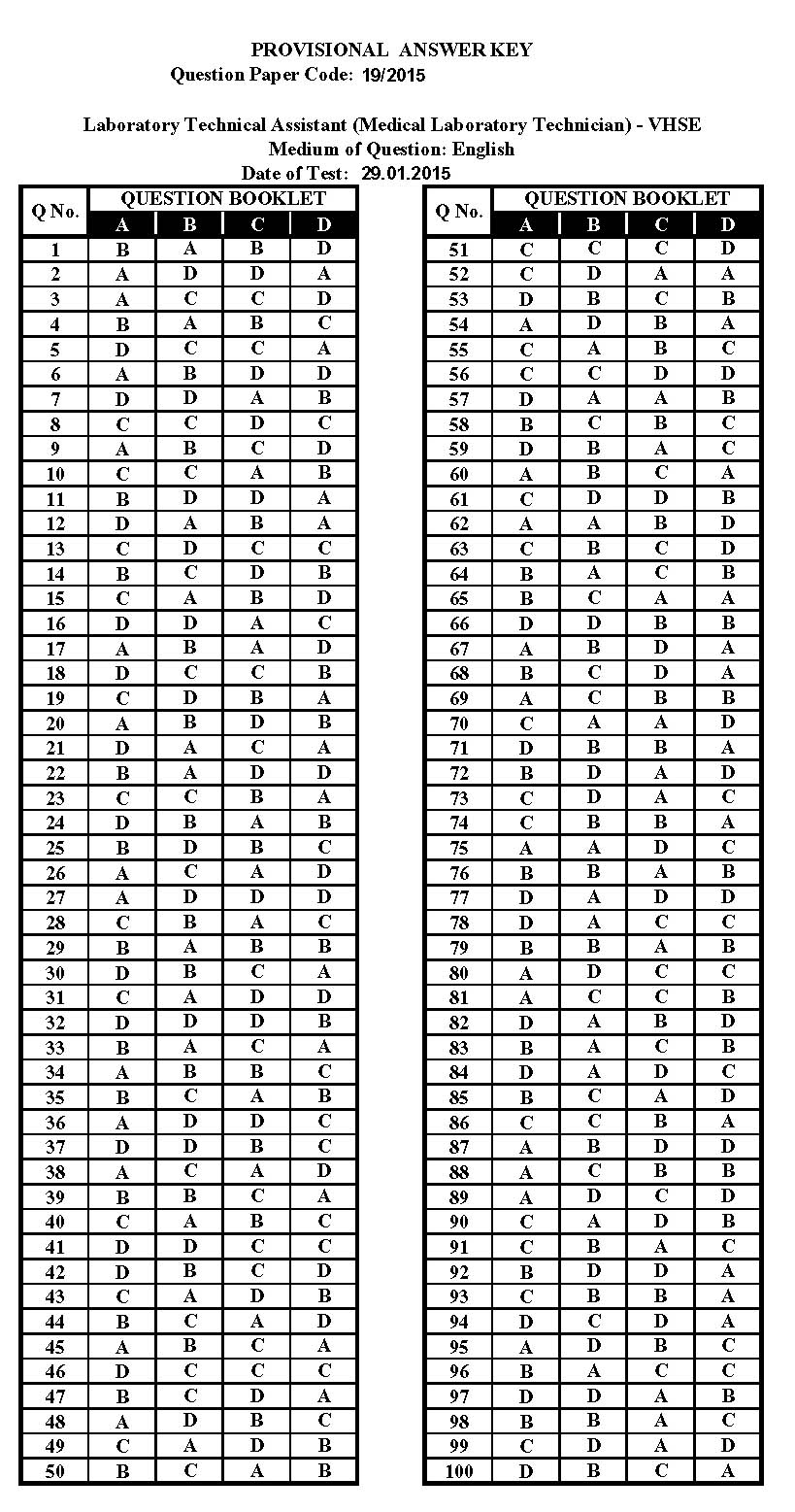 Laboratory Technical Assistant Medical Laboratory Technician Exam 2015 13