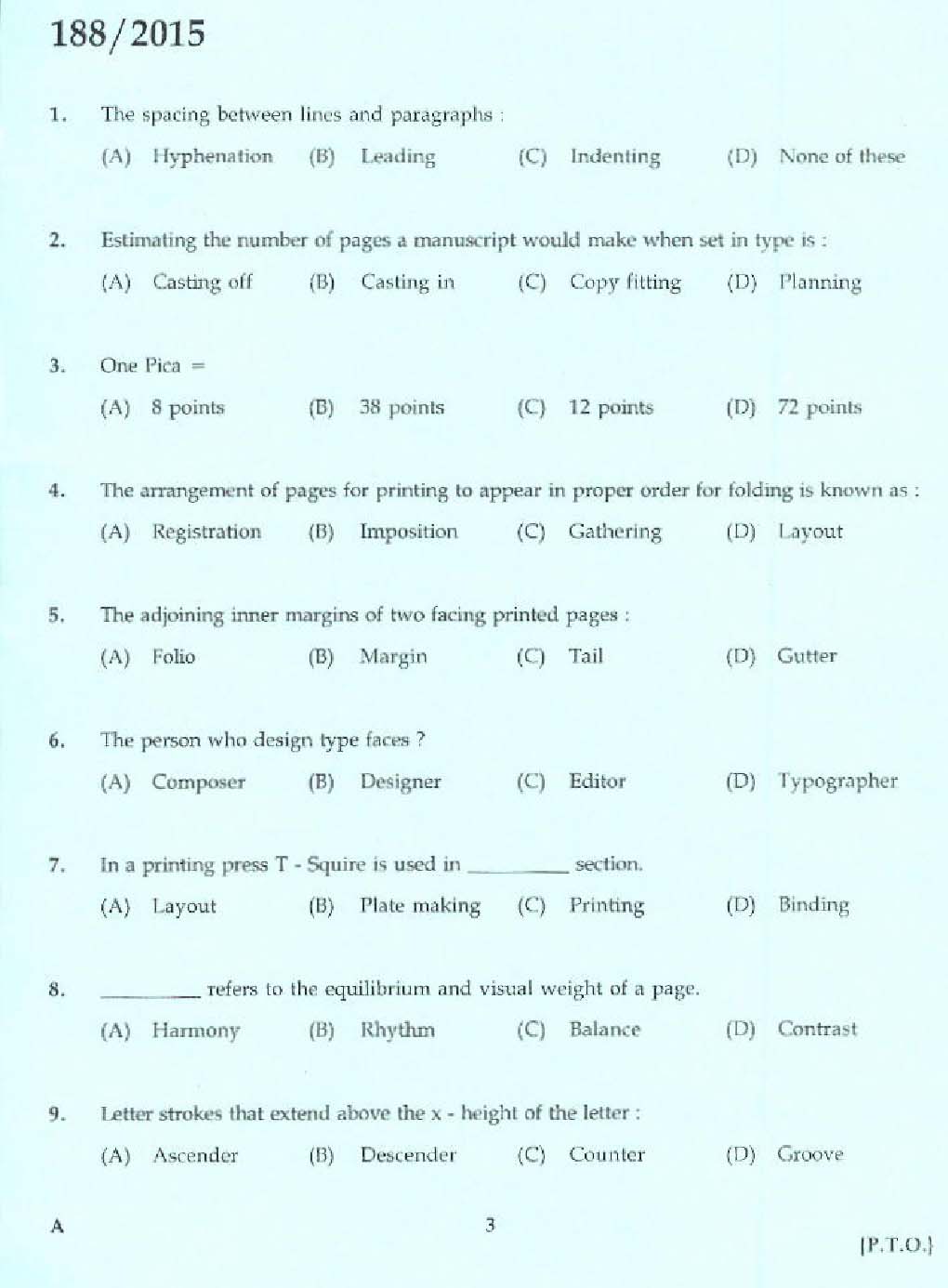 Laboratory Technical Assistant Printing Technology Exam 2015 1