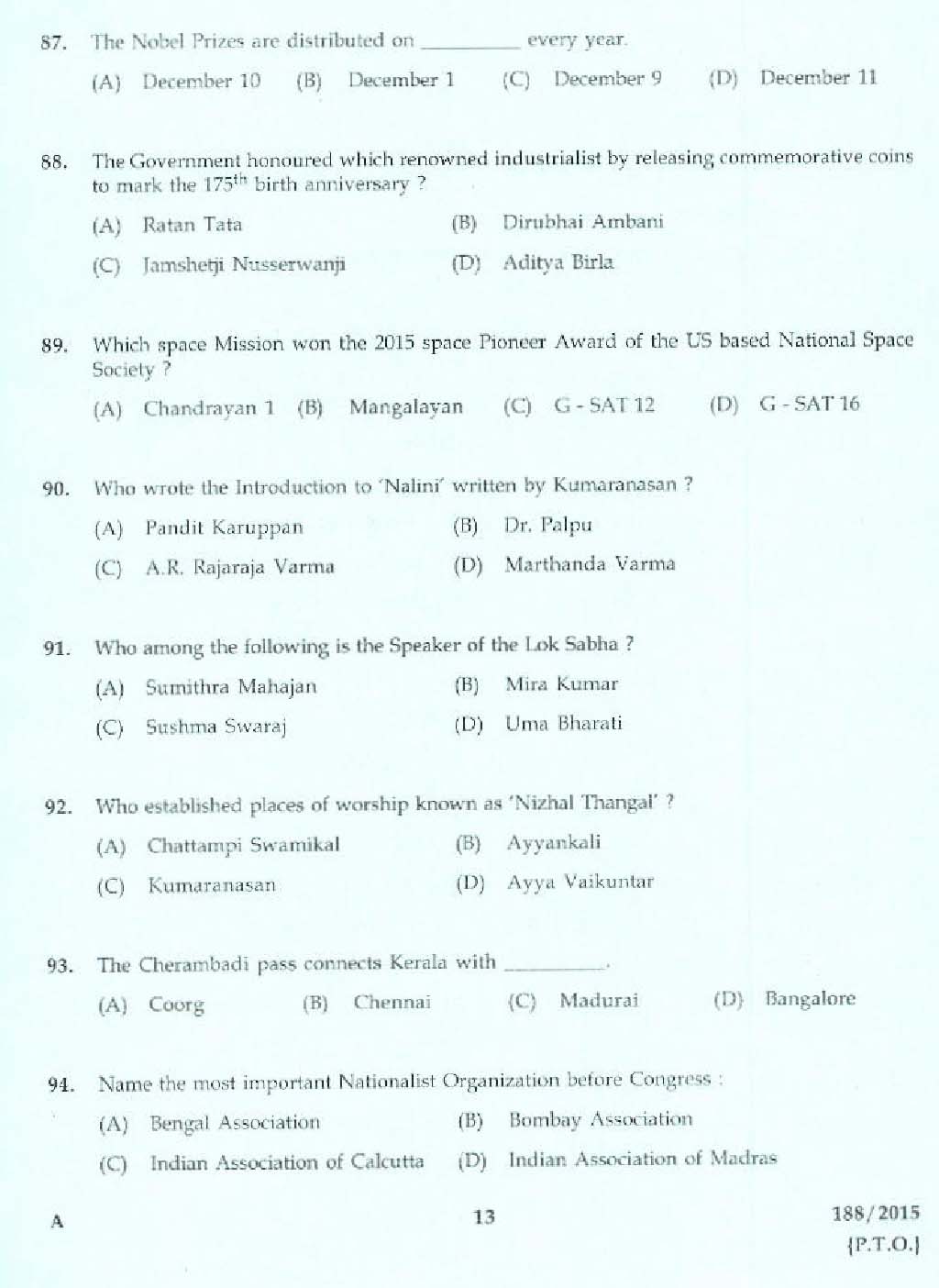 Laboratory Technical Assistant Printing Technology Exam 2015 11