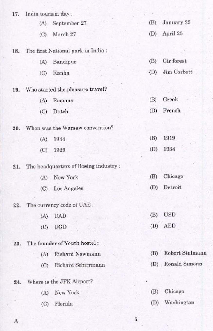 Laboratory Technical Assistant Travel and Tourism Exam 2015 3