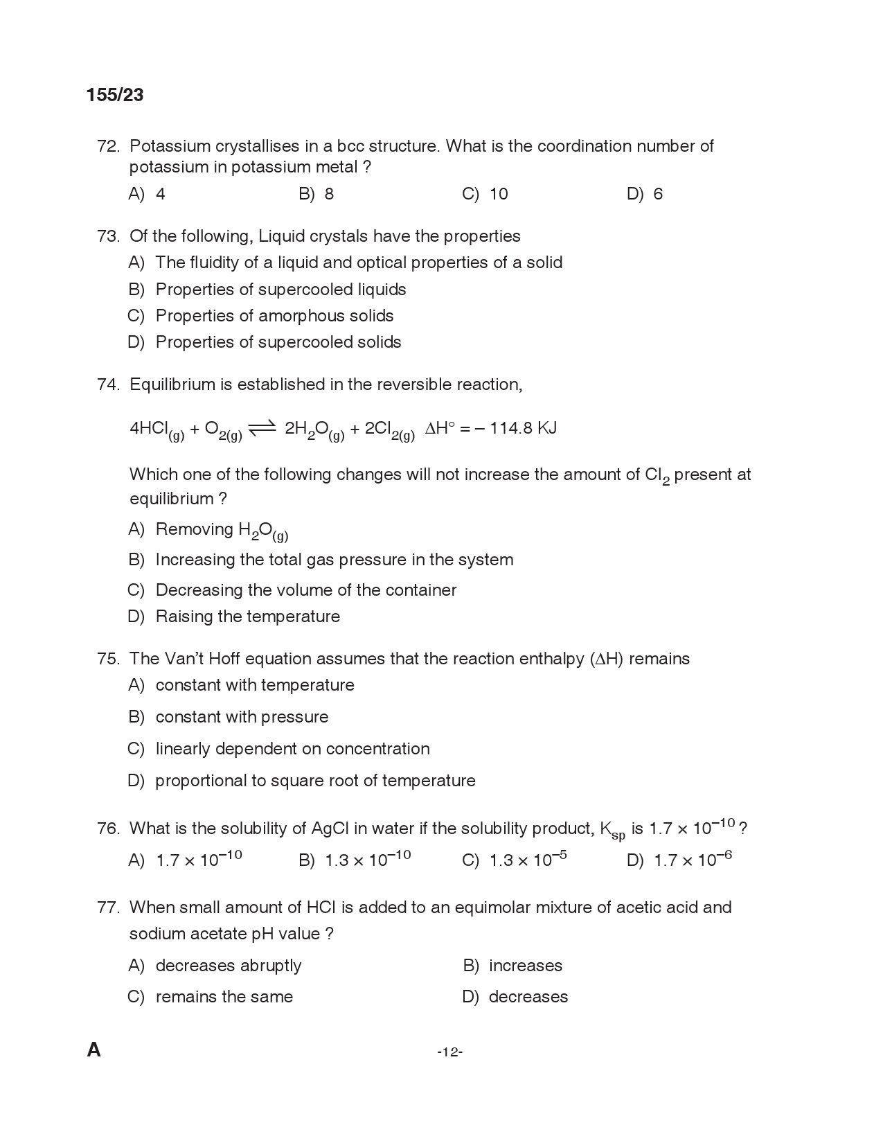 KPSC Laboratory Technician Exam 2023 Code 1552023 11