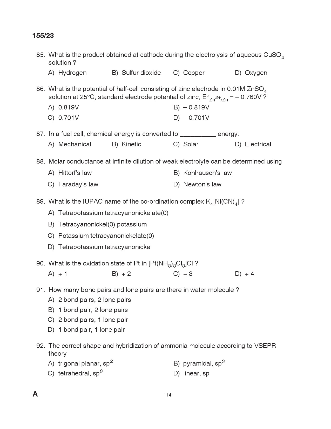 KPSC Laboratory Technician Exam 2023 Code 1552023 13