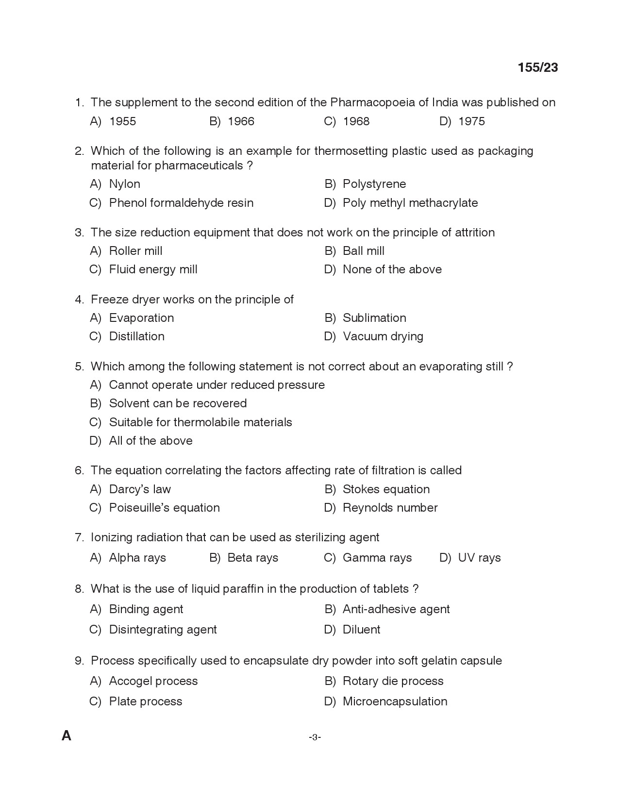 KPSC Laboratory Technician Exam 2023 Code 1552023 2