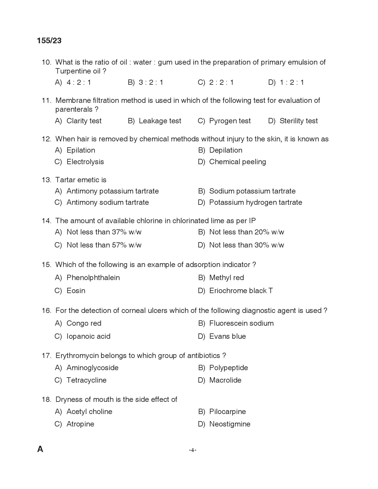 KPSC Laboratory Technician Exam 2023 Code 1552023 3