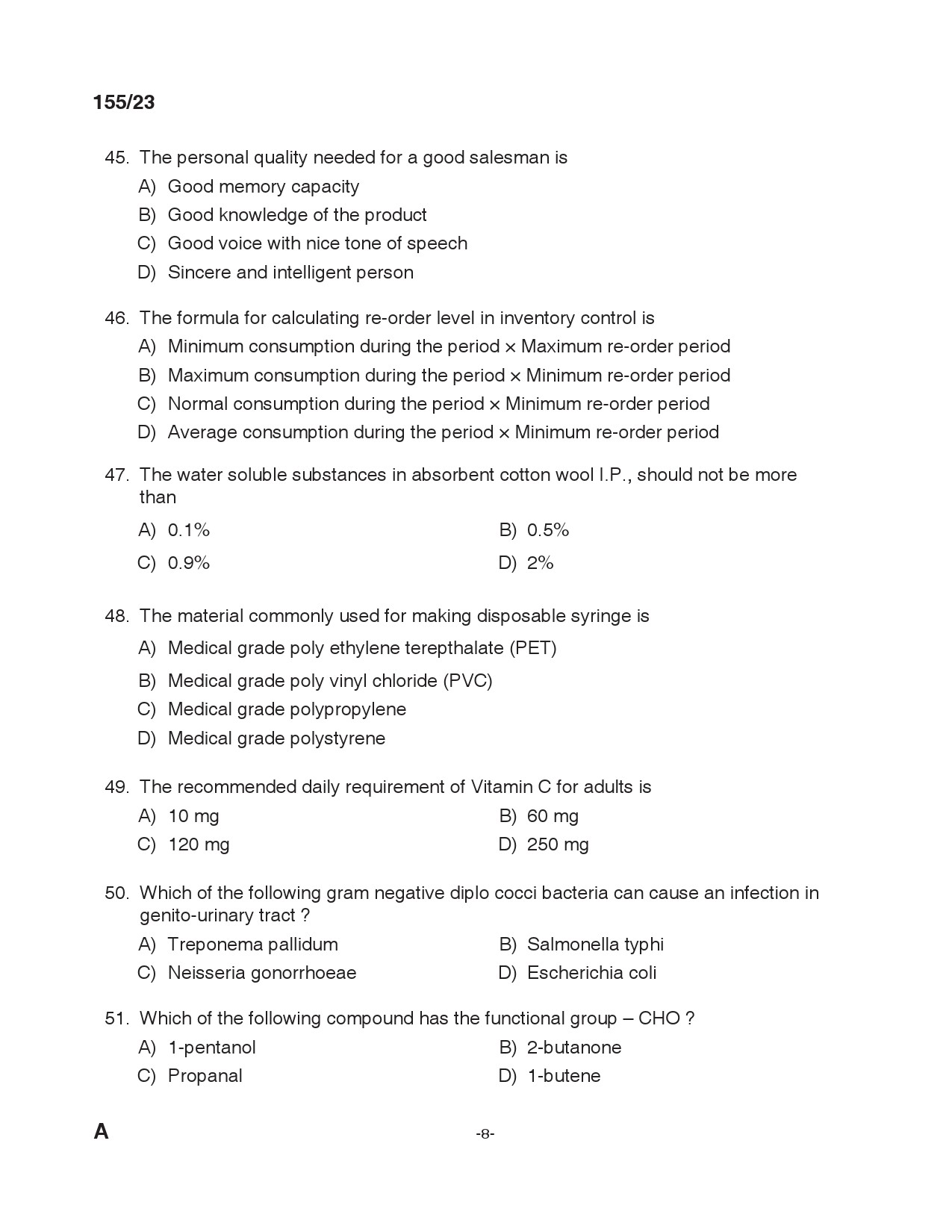 KPSC Laboratory Technician Exam 2023 Code 1552023 7