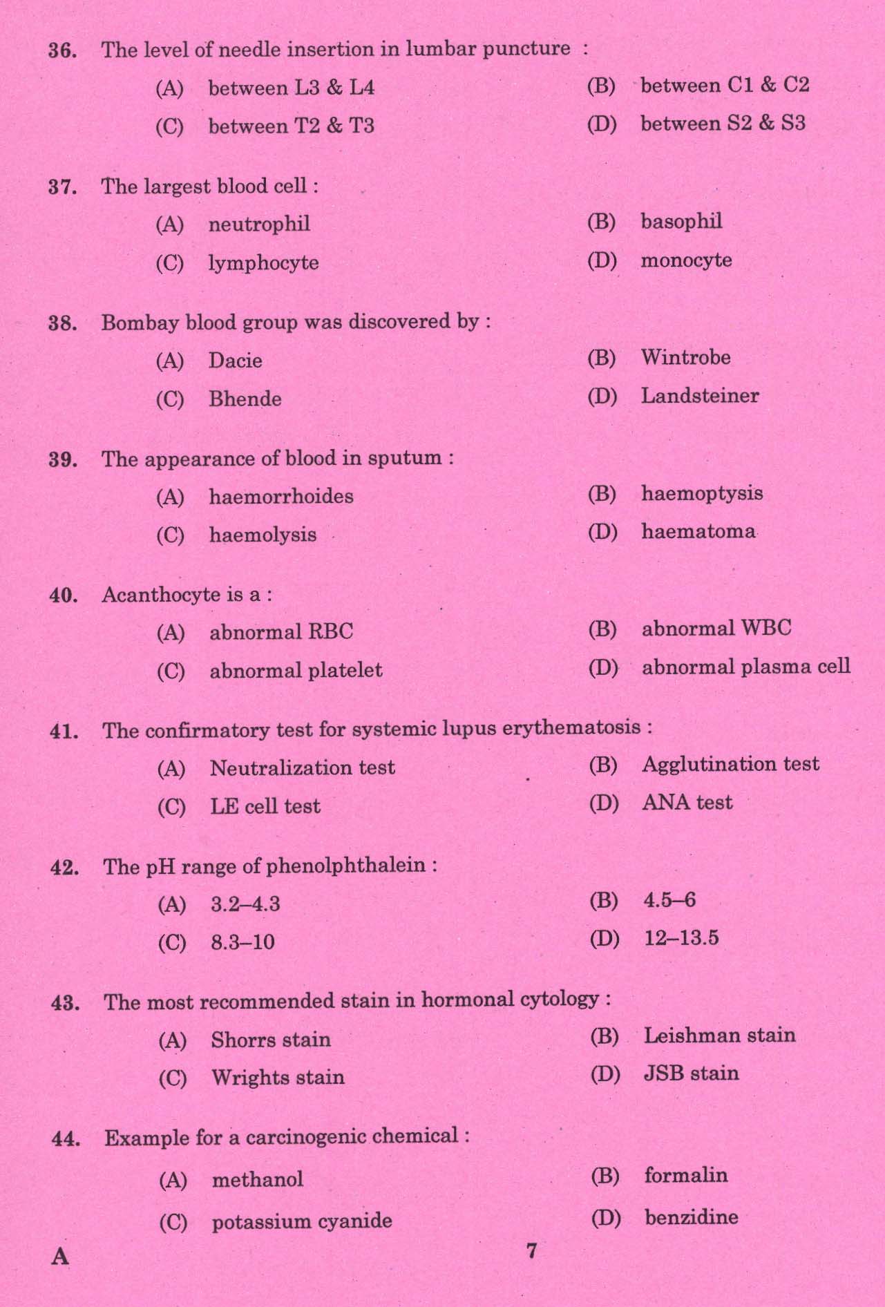 KPSC Laboratory Technician Grade II Exam 2015 Code 1202015 5