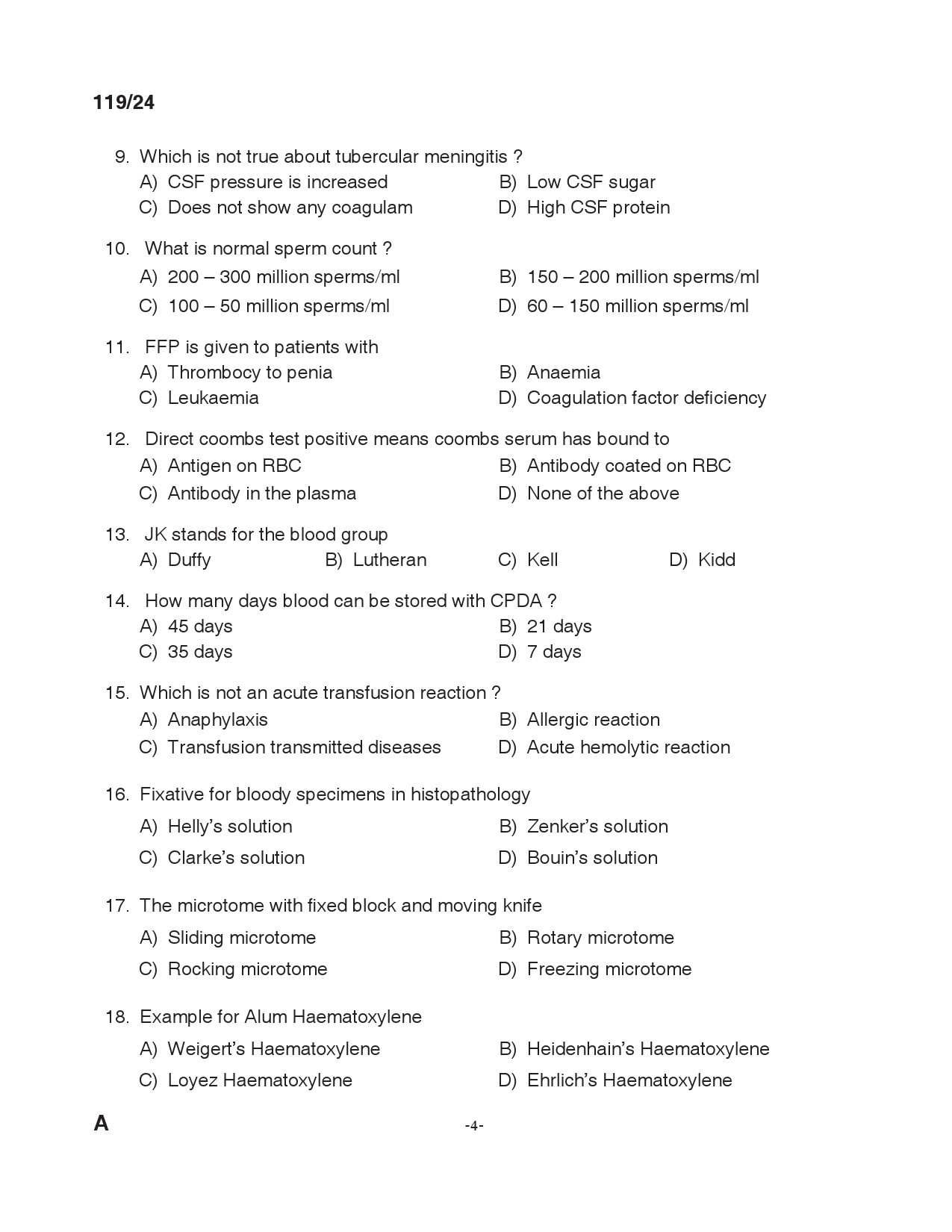 KPSC Laboratory Technician Grade II Exam 2024 Code 119 2024 3