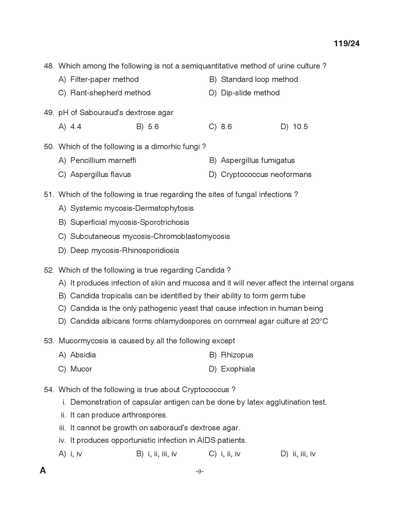 KPSC Laboratory Technician Grade II Exam 2024 Code 119 2024 8