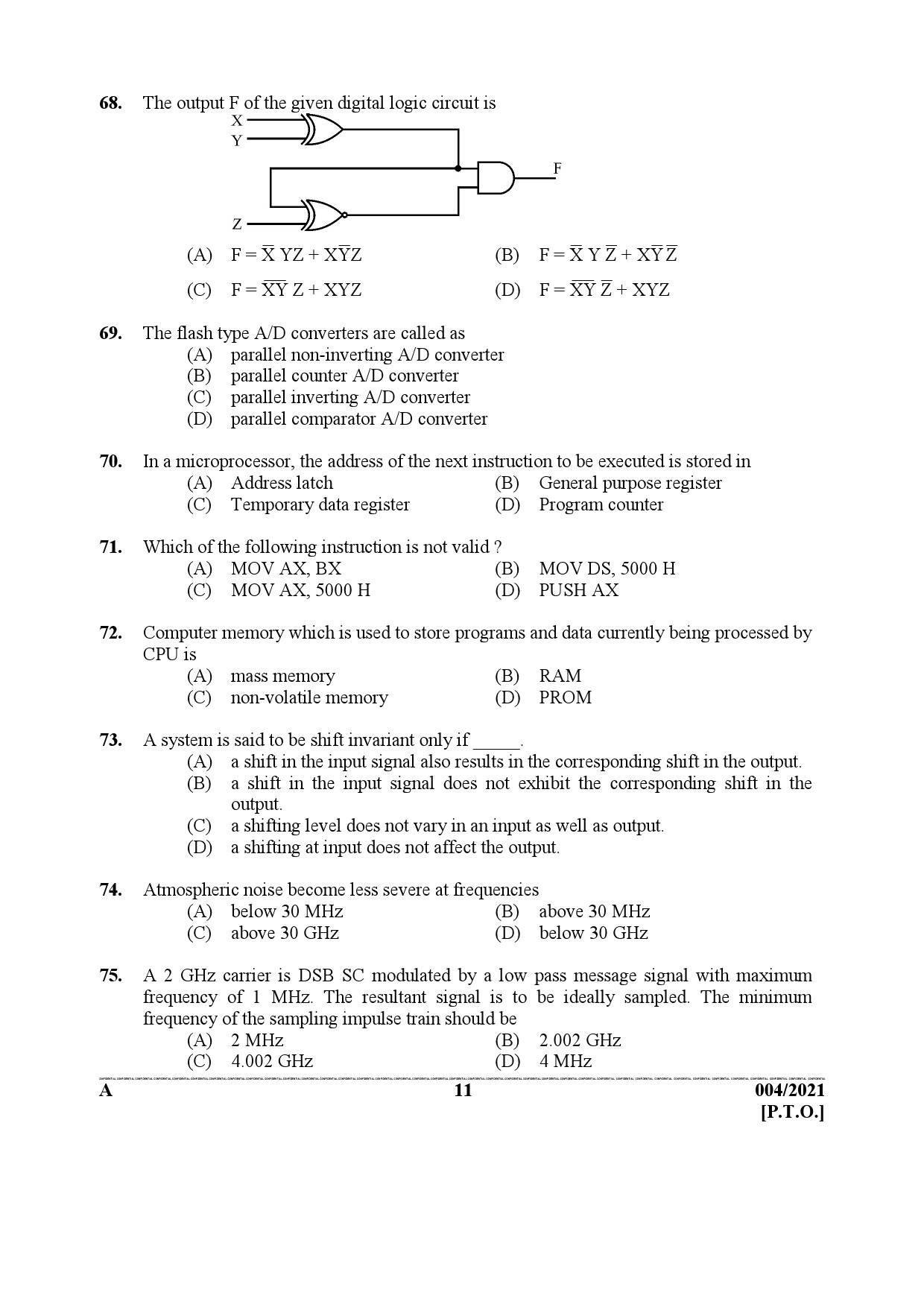 KPSC Lecturer Electronics Engineering Exam 2021 Code 0042021 10