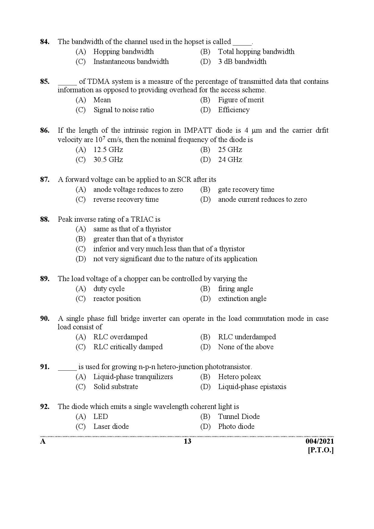 KPSC Lecturer Electronics Engineering Exam 2021 Code 0042021 12