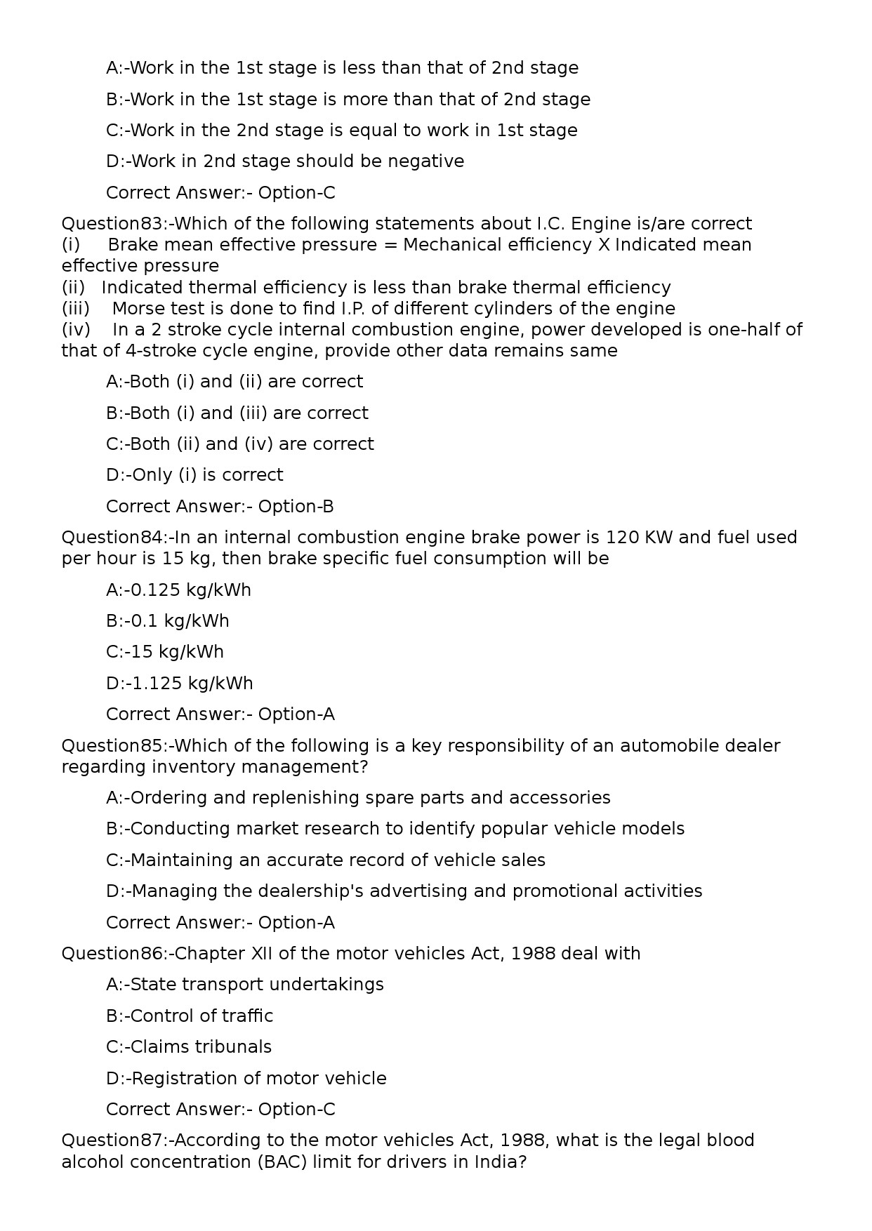 KPSC Lecturer in Automobile Engineering Exam 2023 Code 1052023OL 16