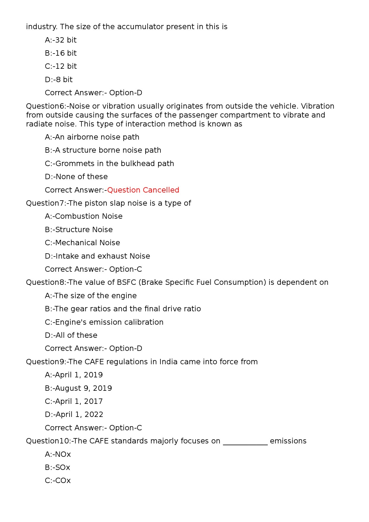 KPSC Lecturer in Automobile Engineering Exam 2023 Code 1052023OL 2