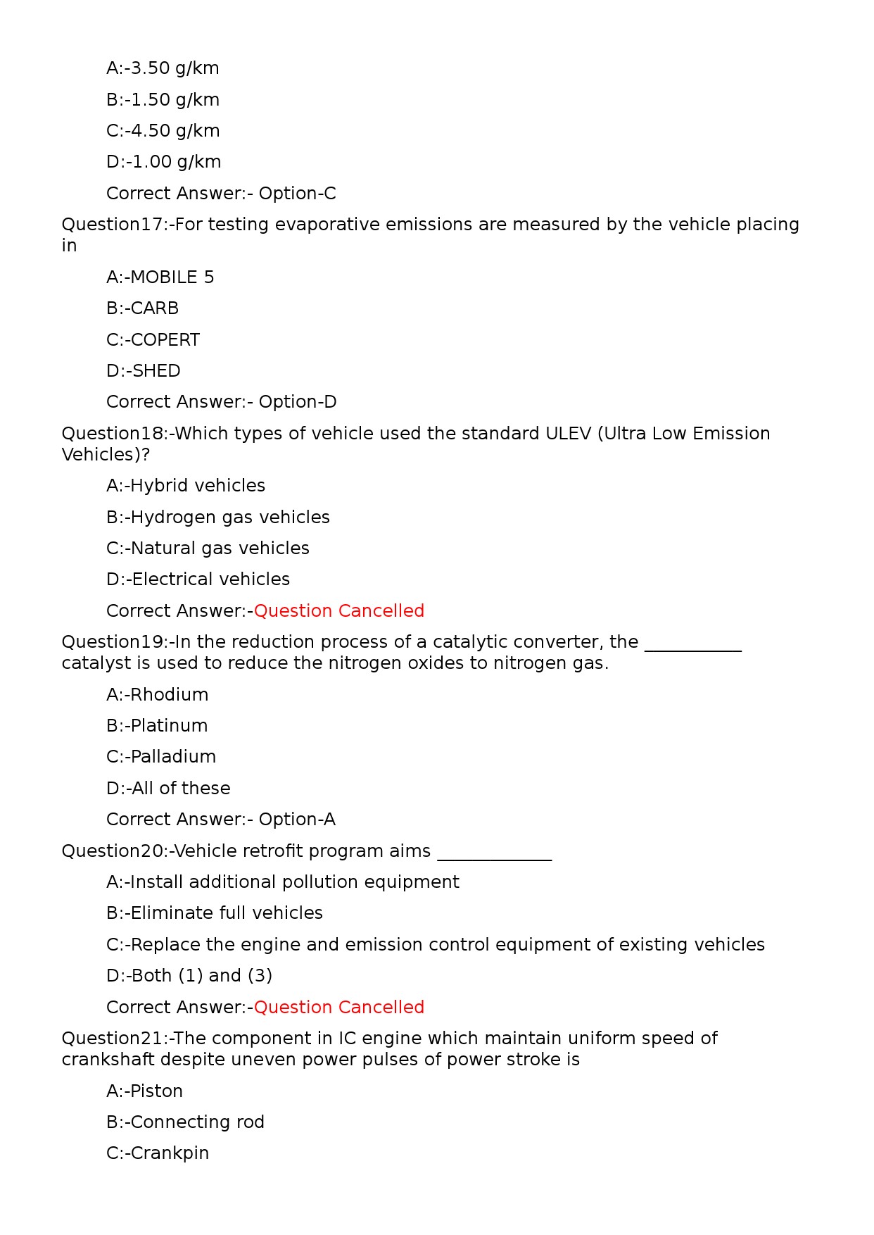 KPSC Lecturer in Automobile Engineering Exam 2023 Code 1052023OL 4