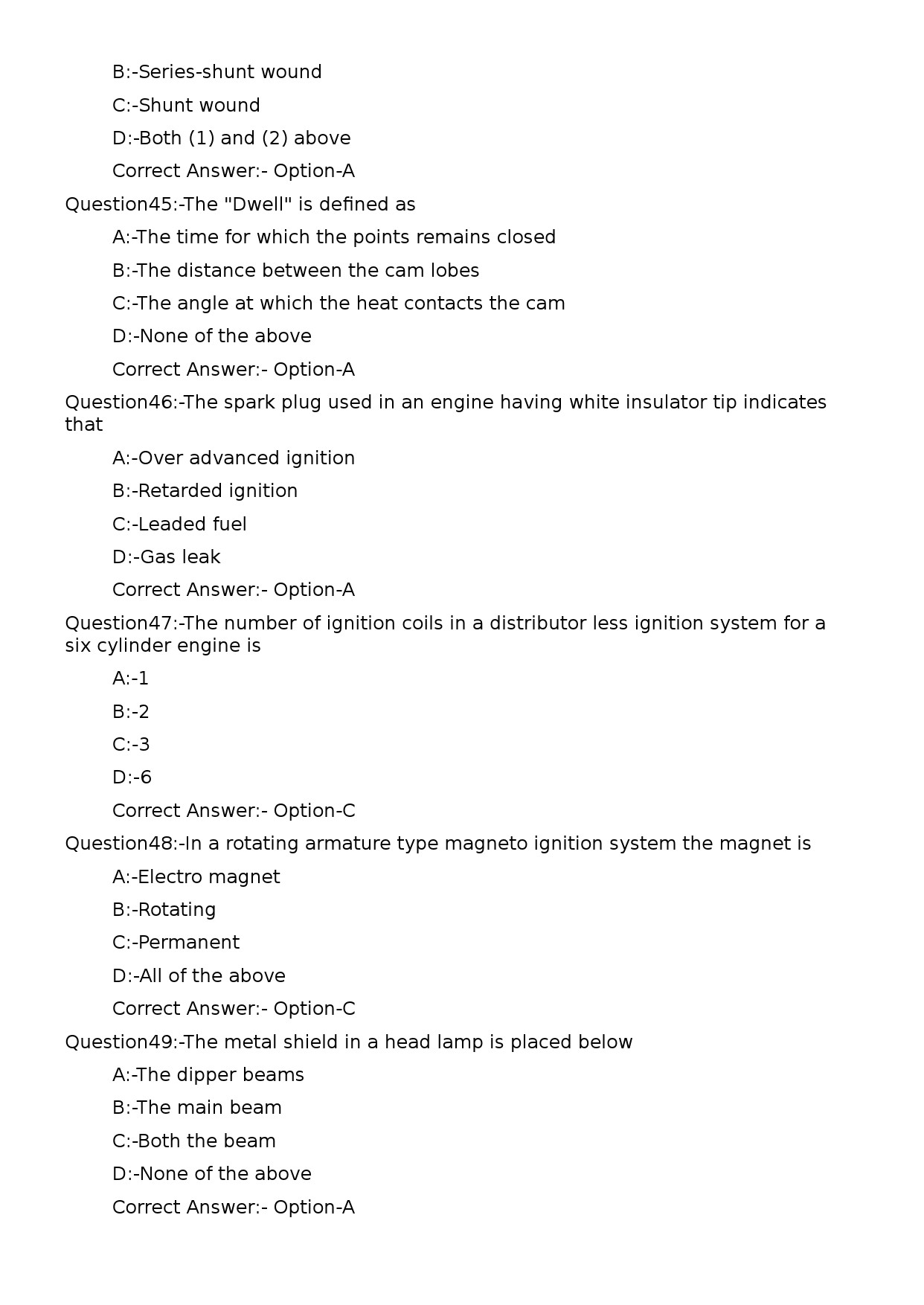 KPSC Lecturer in Automobile Engineering Exam 2023 Code 1052023OL 9