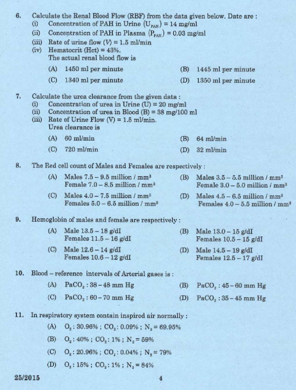 KPSC Lecturer In Biomedical Engineering Exam 2015 Code 252015 Lecturer Kerala PSC Sample Questions