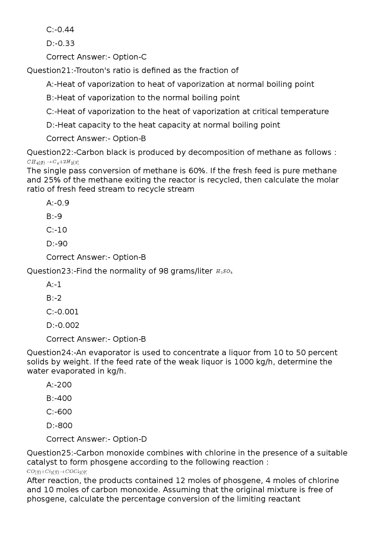 KPSC Lecturer in Chemical Engineering Exam 2024 Code 812024OL 5