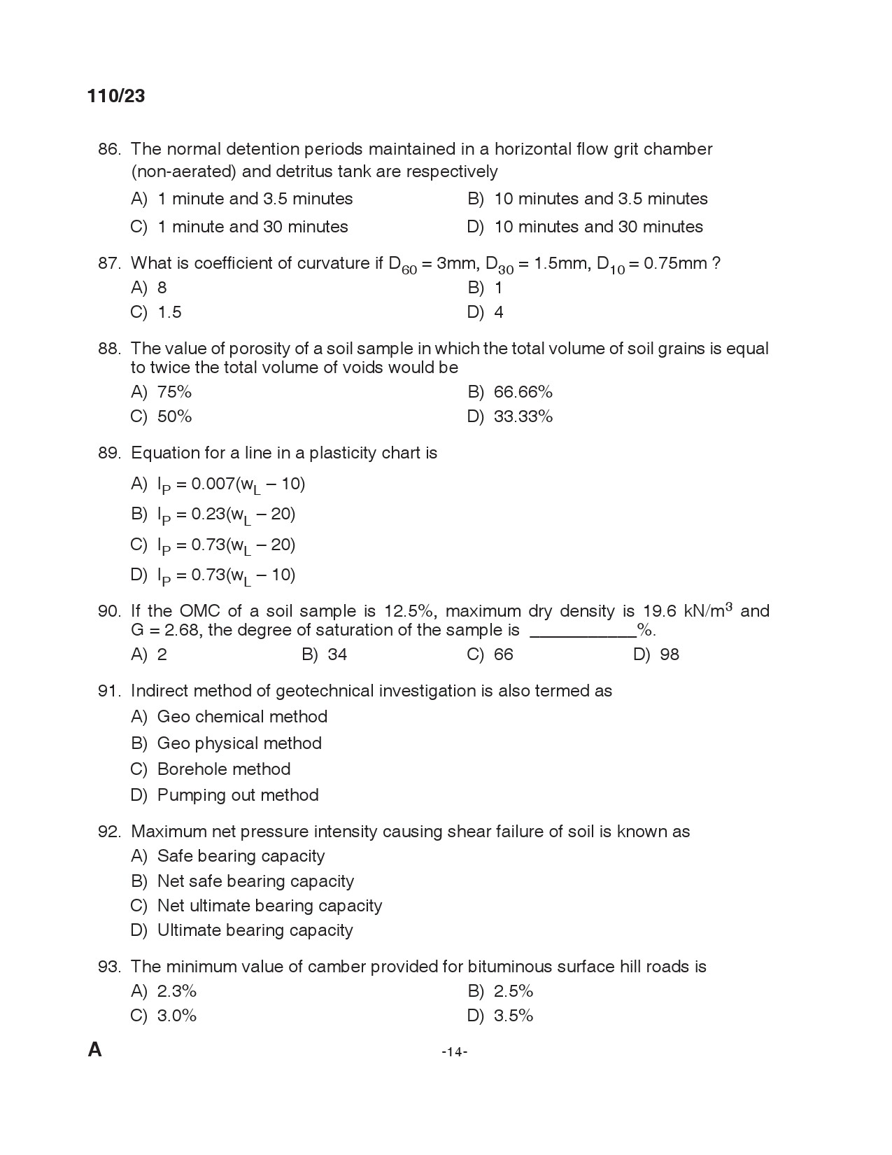 KPSC Lecturer in Civil Engineering Exam 2023 Code 1102023 13