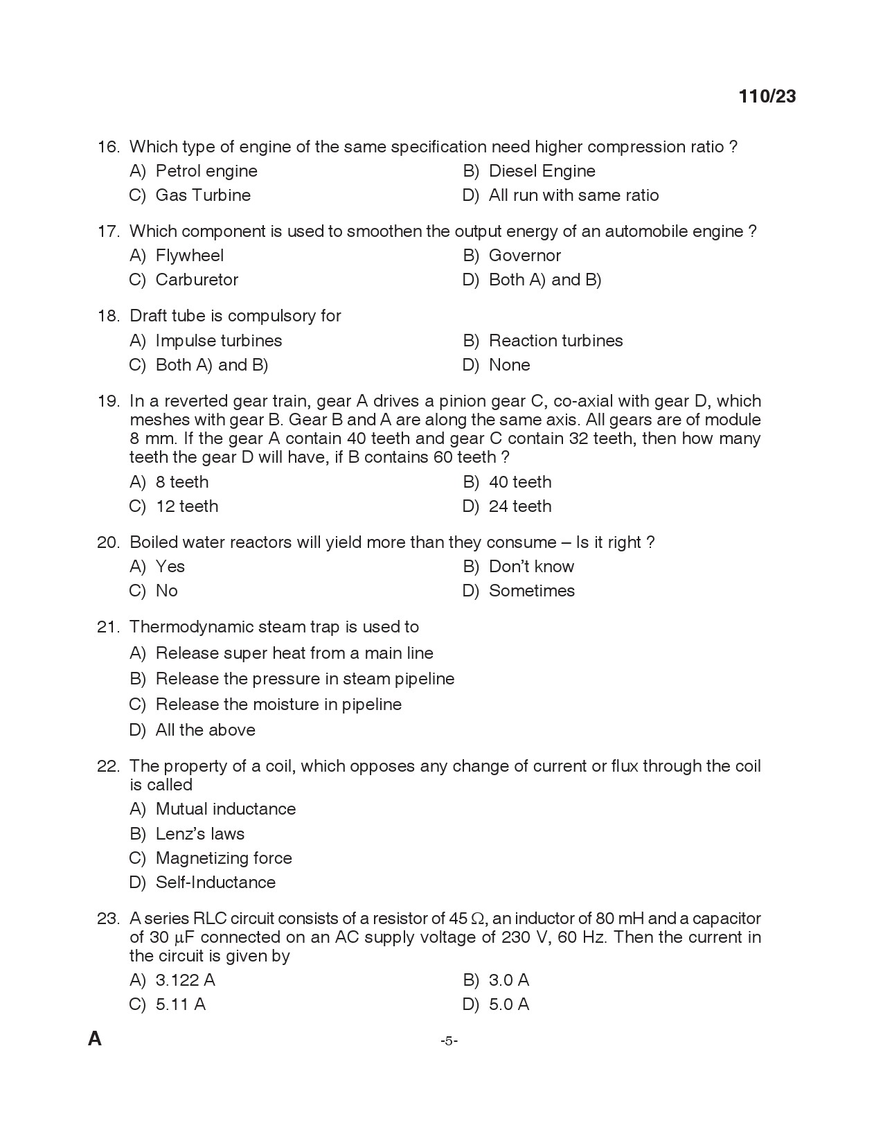 KPSC Lecturer in Civil Engineering Exam 2023 Code 1102023 4