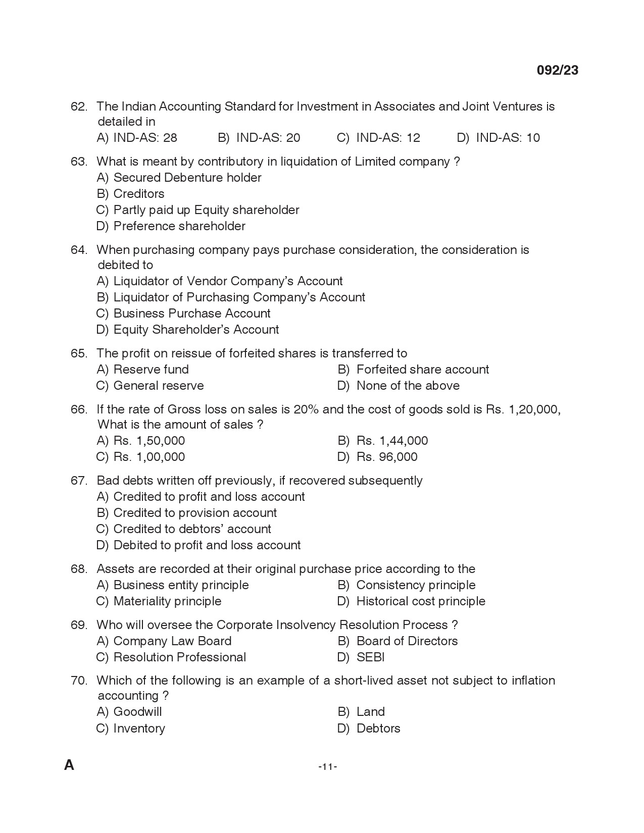 KPSC Lecturer in Commerce Exam 2023 Code 0922023 10