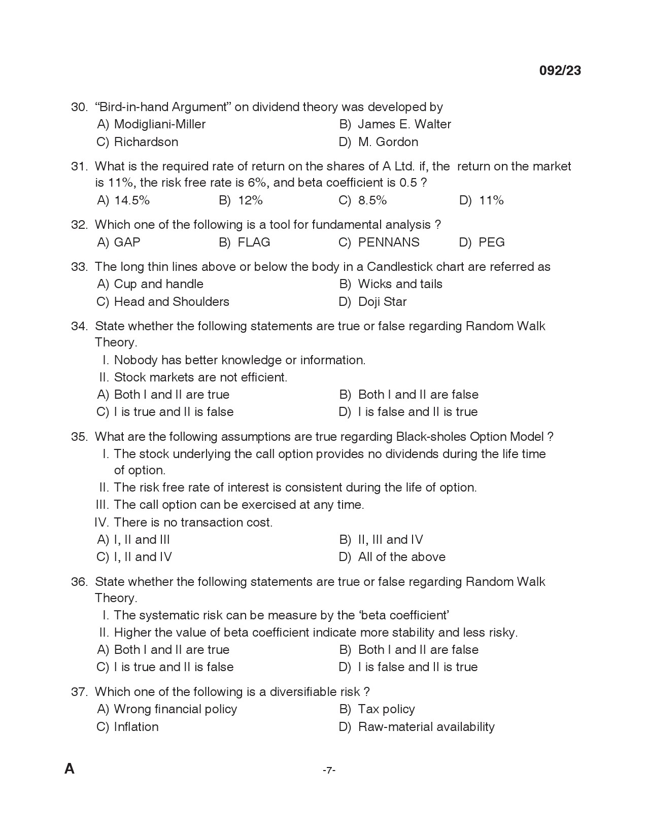 KPSC Lecturer in Commerce Exam 2023 Code 0922023 6