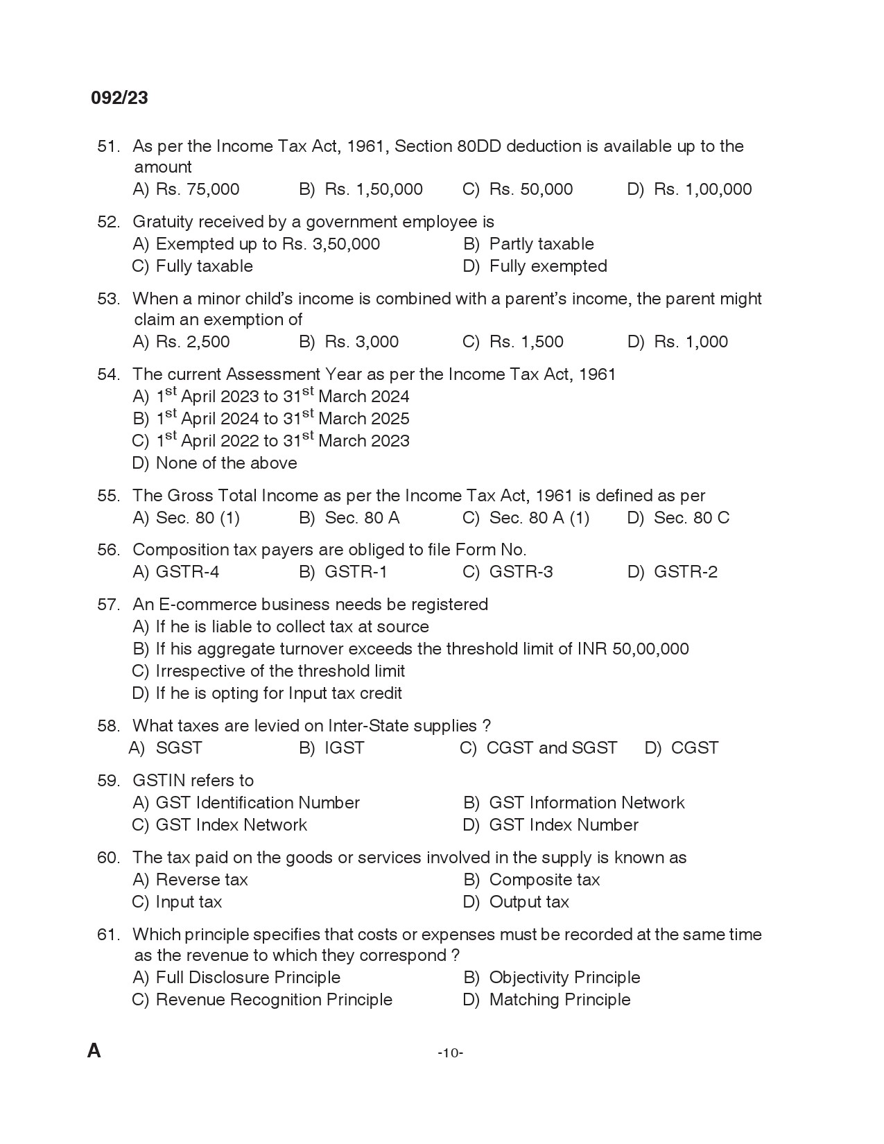 KPSC Lecturer in Commerce Exam 2023 Code 0922023 9