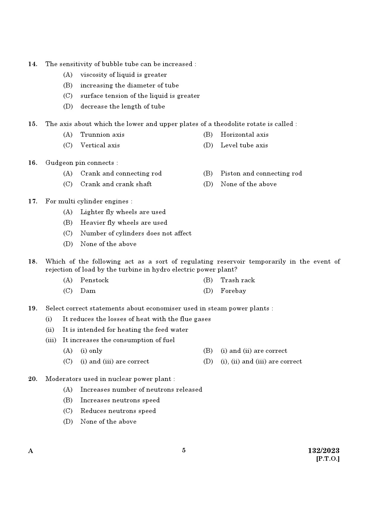 KPSC Lecturer in Computer Engineering Exam 2023 Code 1322023 3