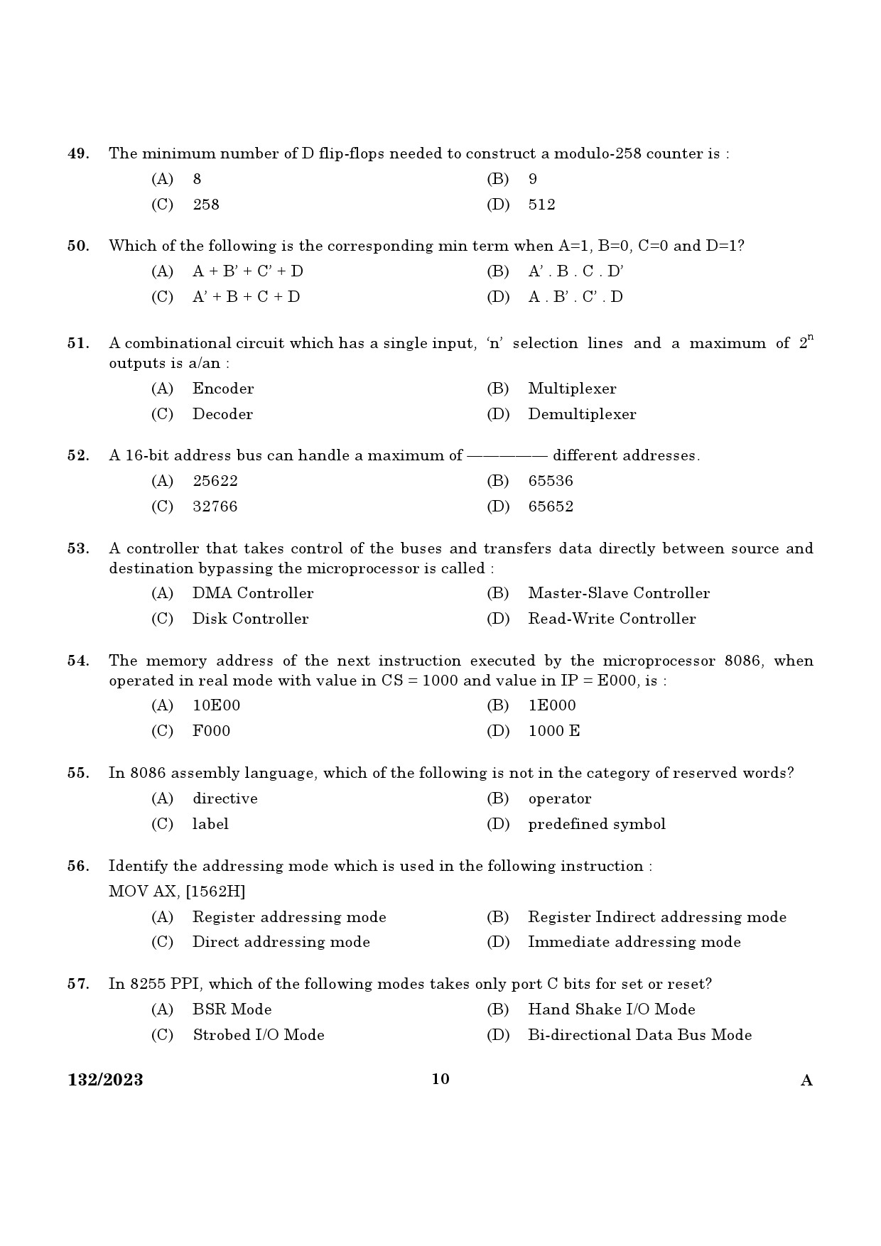 KPSC Lecturer in Computer Engineering Exam 2023 Code 1322023 8