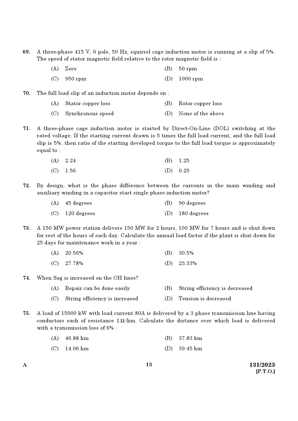 KPSC Lecturer in Electrical and Electronics Engineering Exam 2023 Code 1312023 11