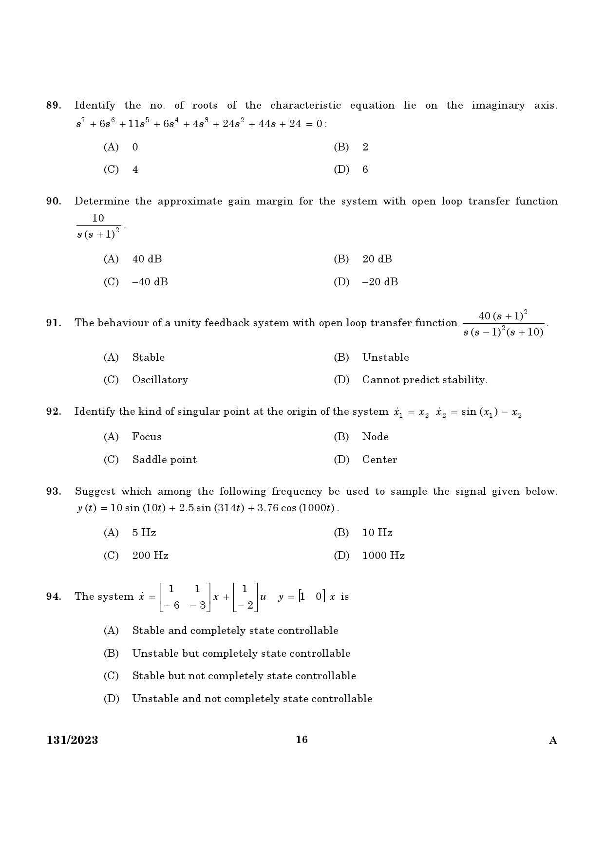 KPSC Lecturer in Electrical and Electronics Engineering Exam 2023 Code 1312023 14