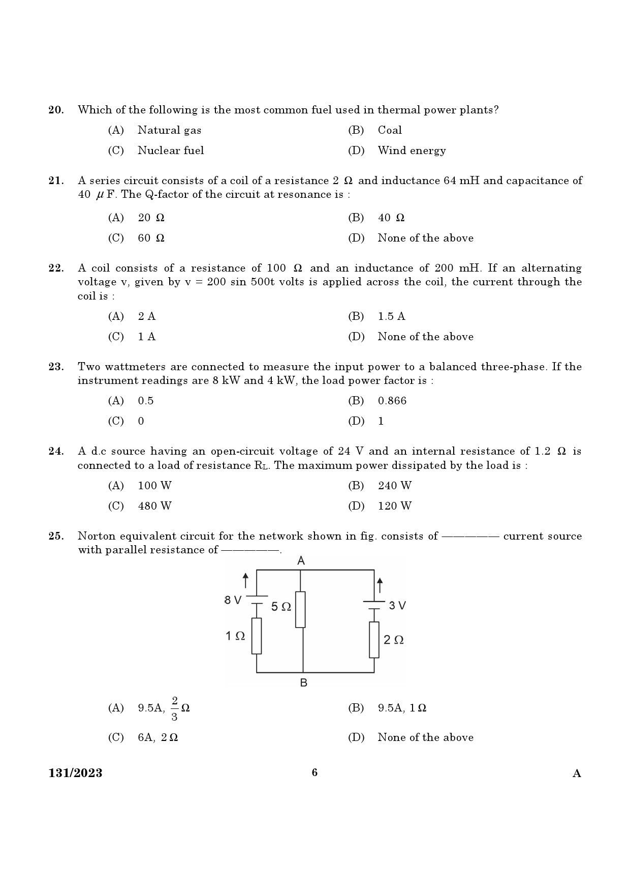 KPSC Lecturer in Electrical and Electronics Engineering Exam 2023 Code 1312023 4