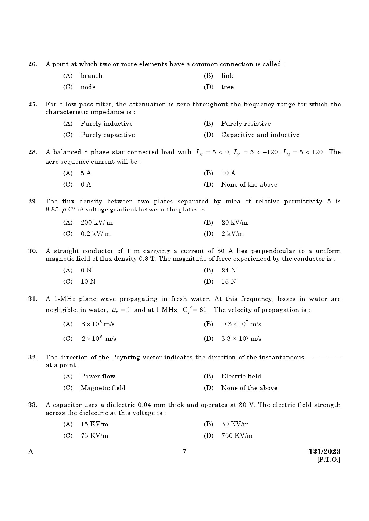 KPSC Lecturer in Electrical and Electronics Engineering Exam 2023 Code 1312023 5