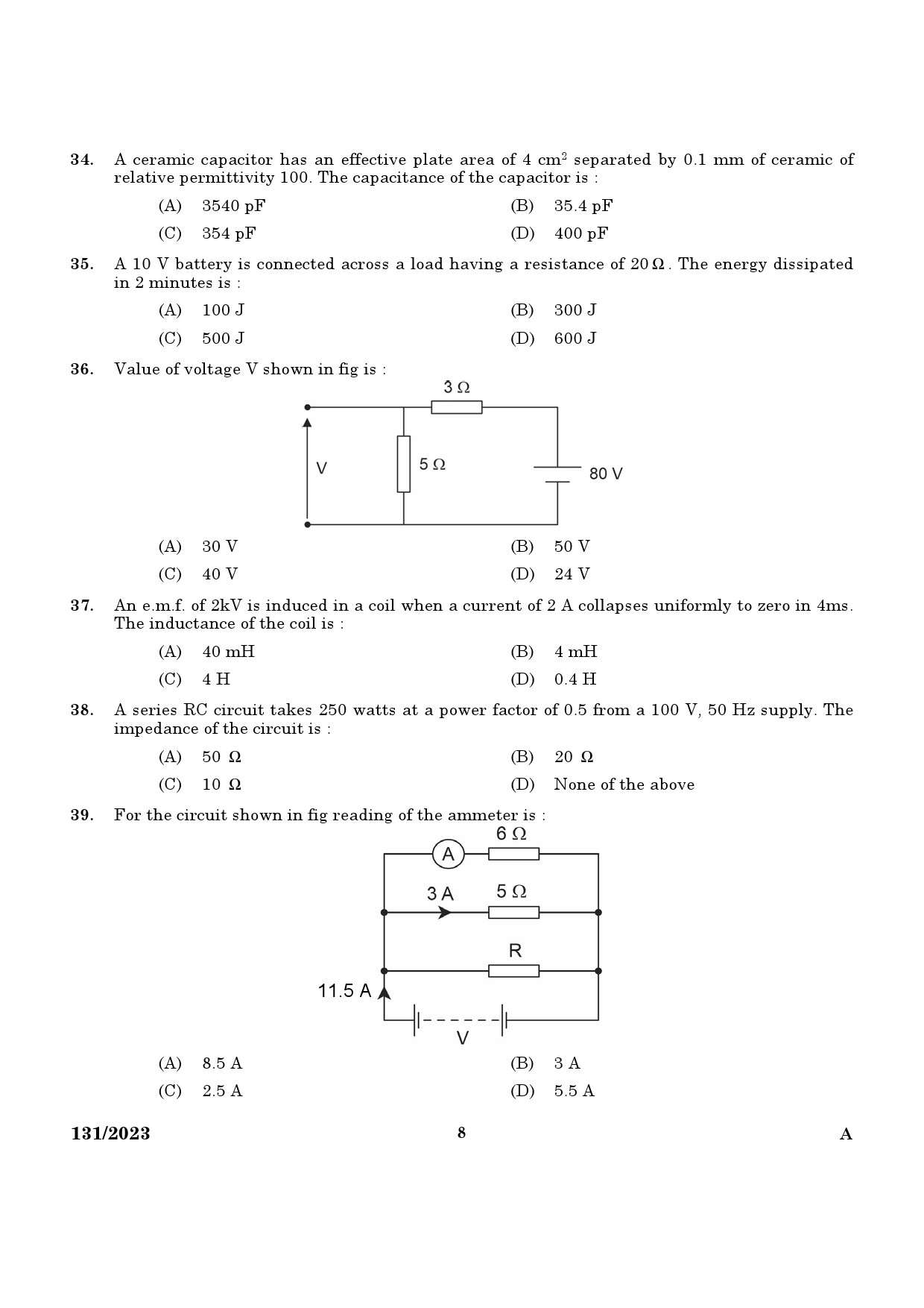 KPSC Lecturer in Electrical and Electronics Engineering Exam 2023 Code 1312023 6