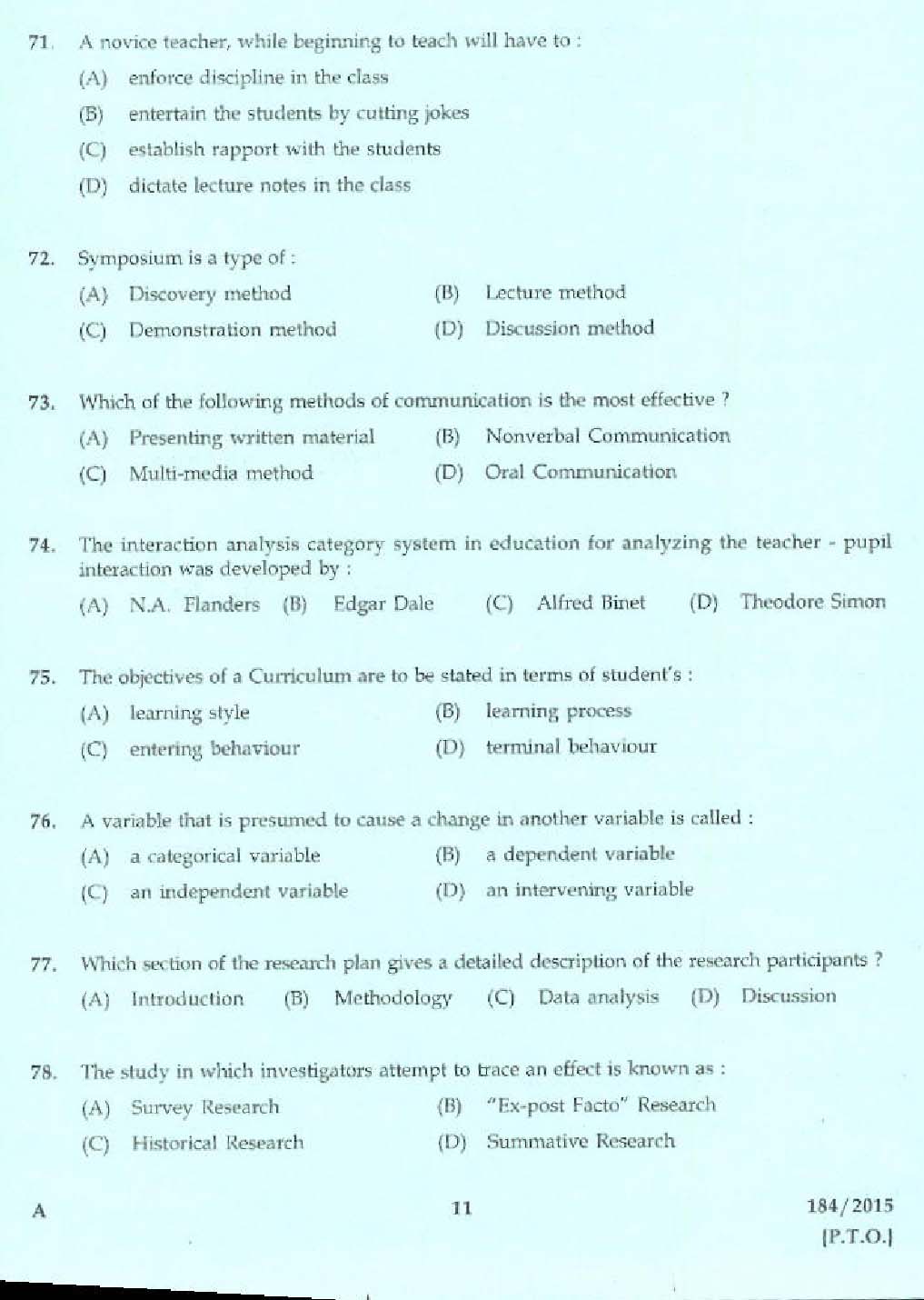 KPSC Lecturer in Hindi Exam 2015 Code 1842015 7