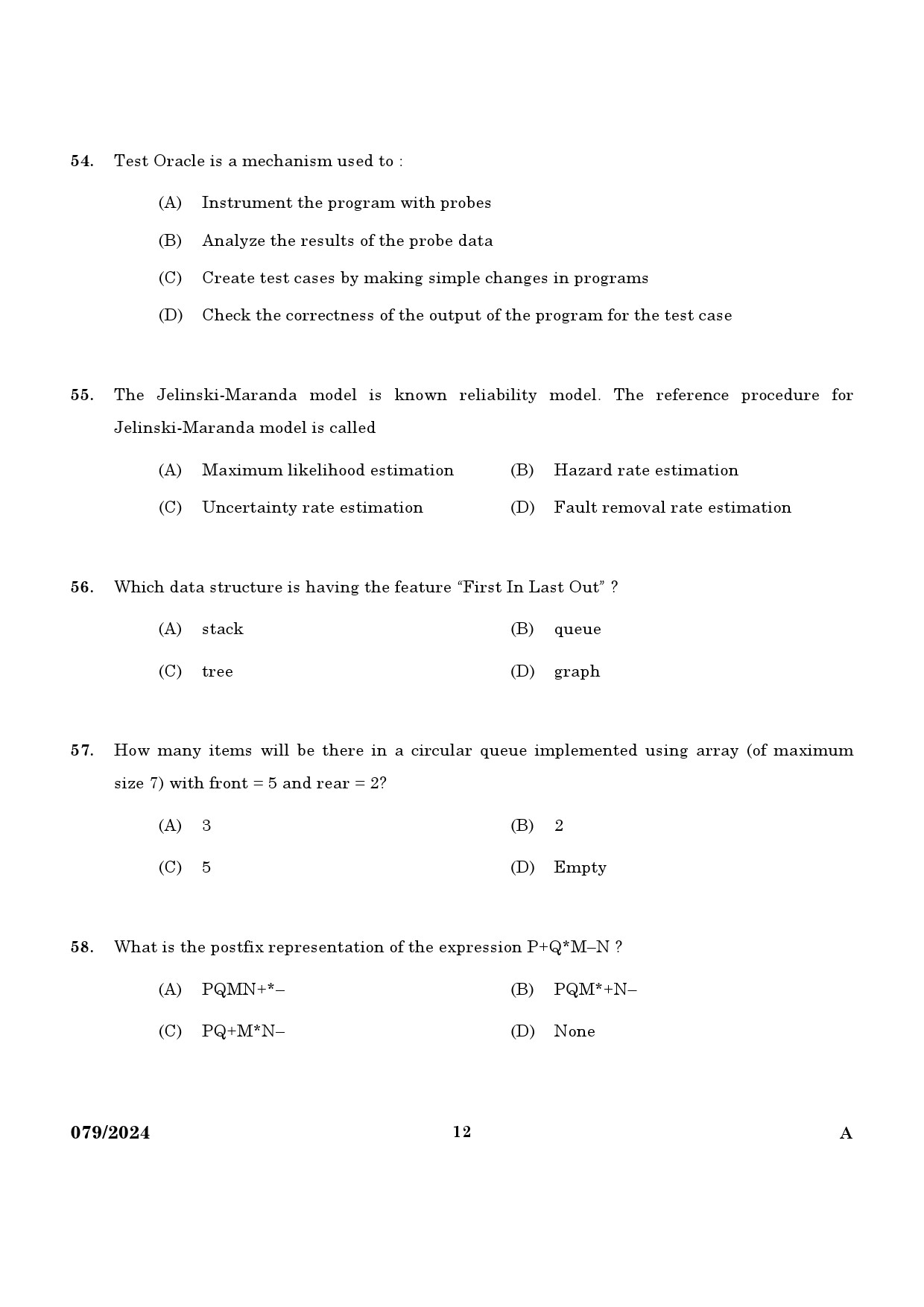 KPSC Lecturer in Information Technology Exam 2024 Code 0792024 10